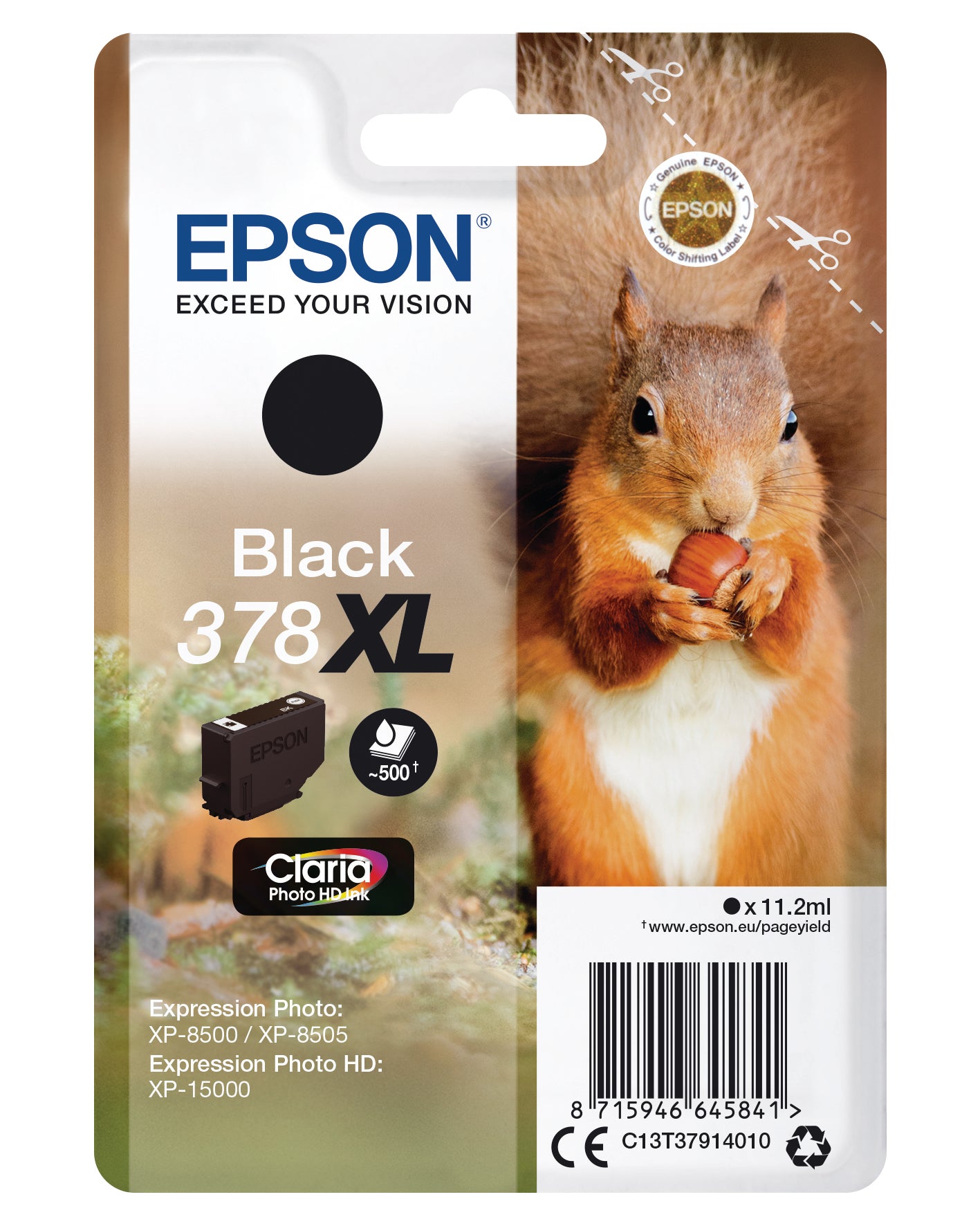 EPSON Cart. d'encre 378XL noir T379140 XP-8500/8505/15000 500 pages