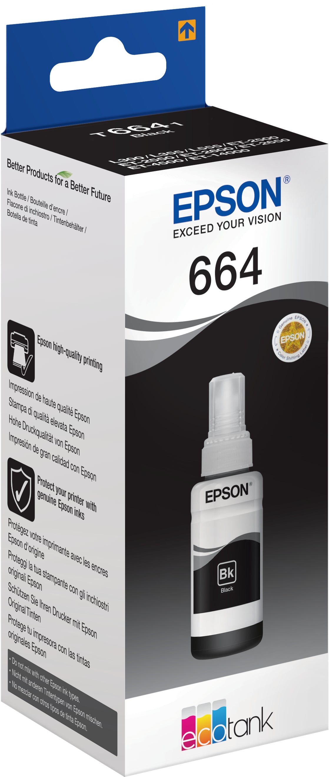 EPSON Bouteille d'encre 664 noir T664140 EcoTank L355/L555 4000 pages