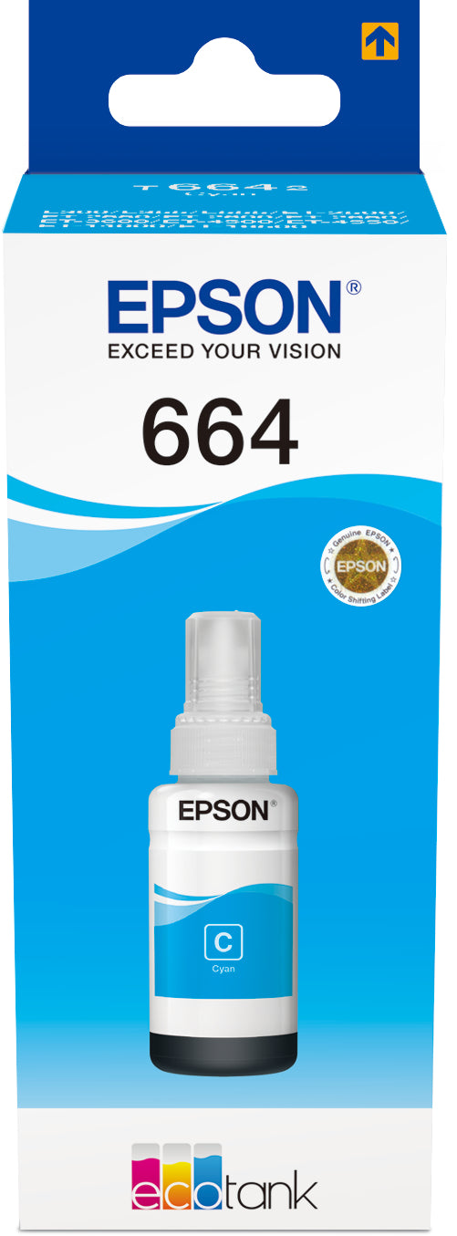 EPSON Bouteille d'encre 664 cyan T664240 EcoTank L355/L555 6500 pages
