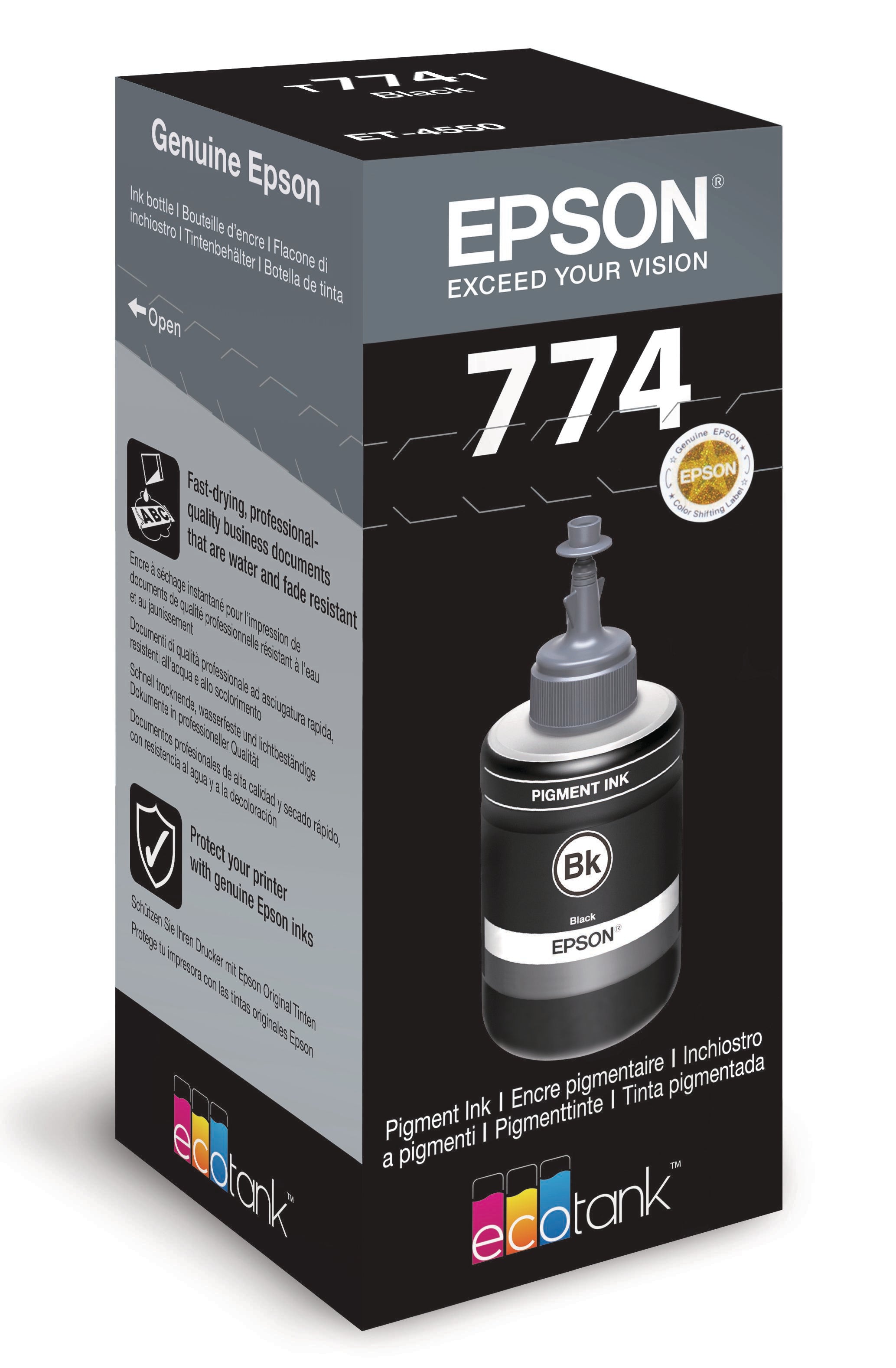 EPSON Bouteille d'encre 774 pig.noir T774140 EcoTank ET-4550 6000 pages