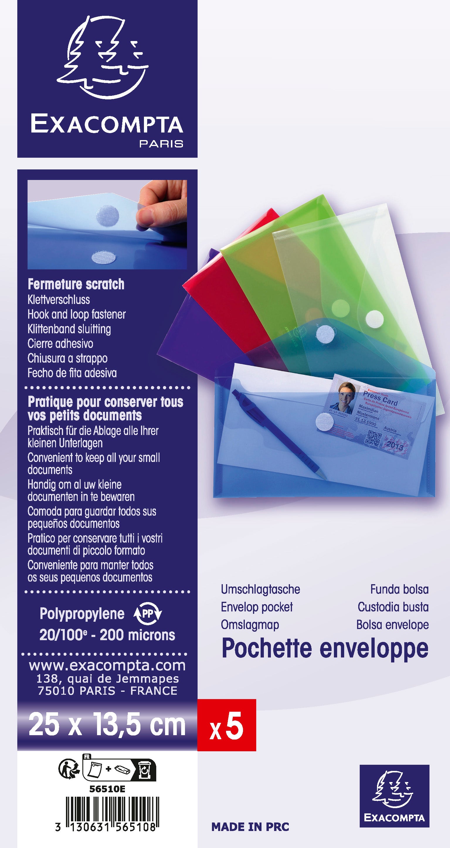 EXACOMPTA Porte-documents 250x300mm 56510E PP, assorti