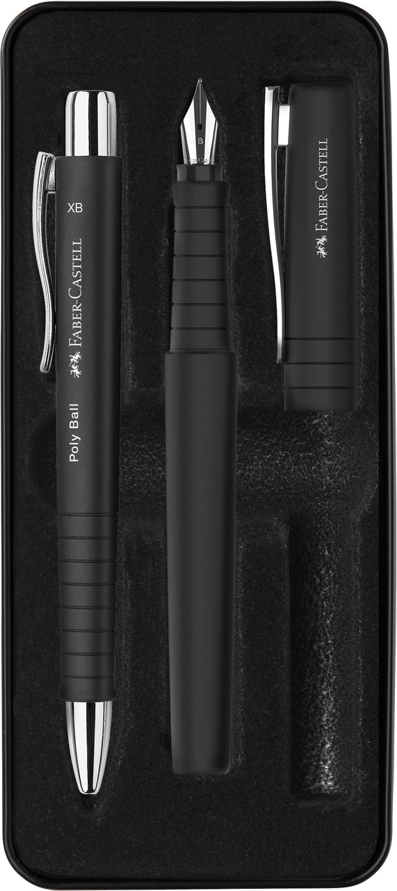 FABER-CASTELL Set Poly Ball bille+plume 24105.0 noir