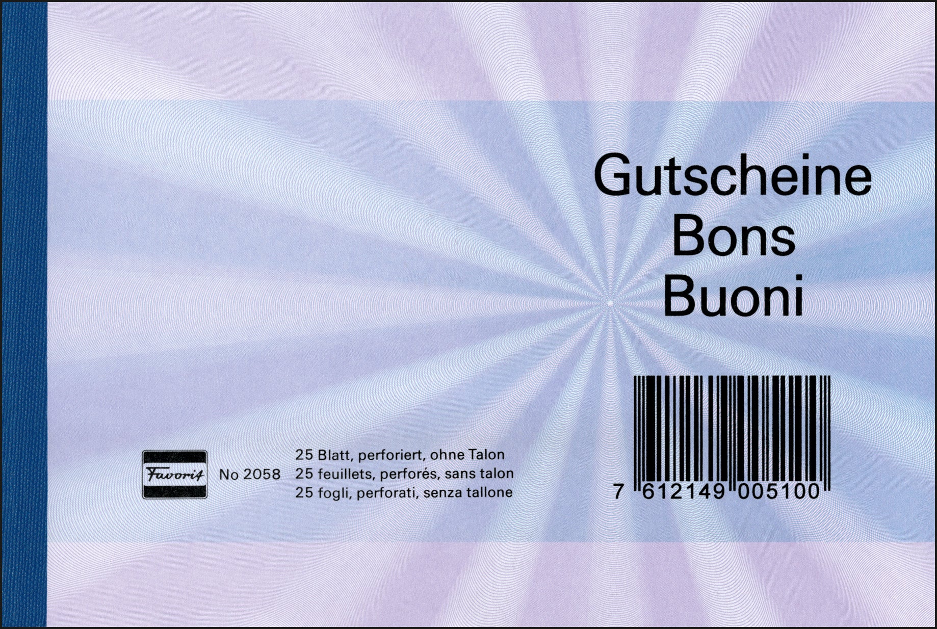 FAVORIT Bons D/F/I A6 2058 BLAU bleu 25 flls.