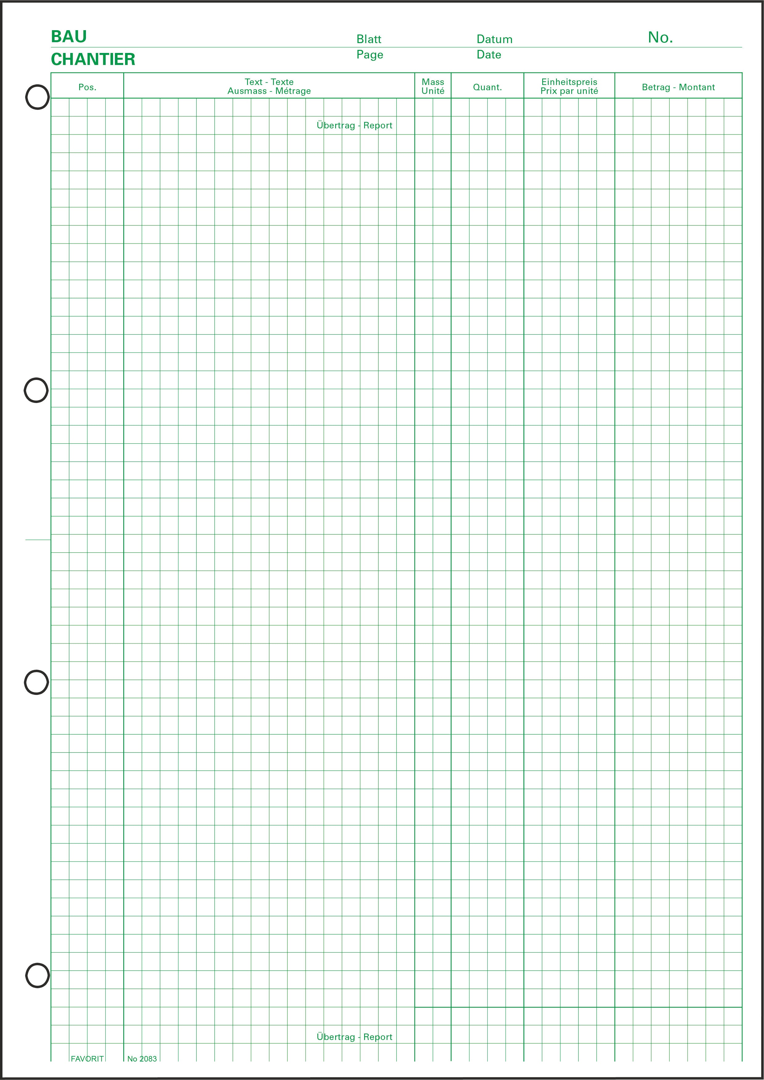 FAVORIT Devis bloc mesure A4 2083 vert 100 feuilles