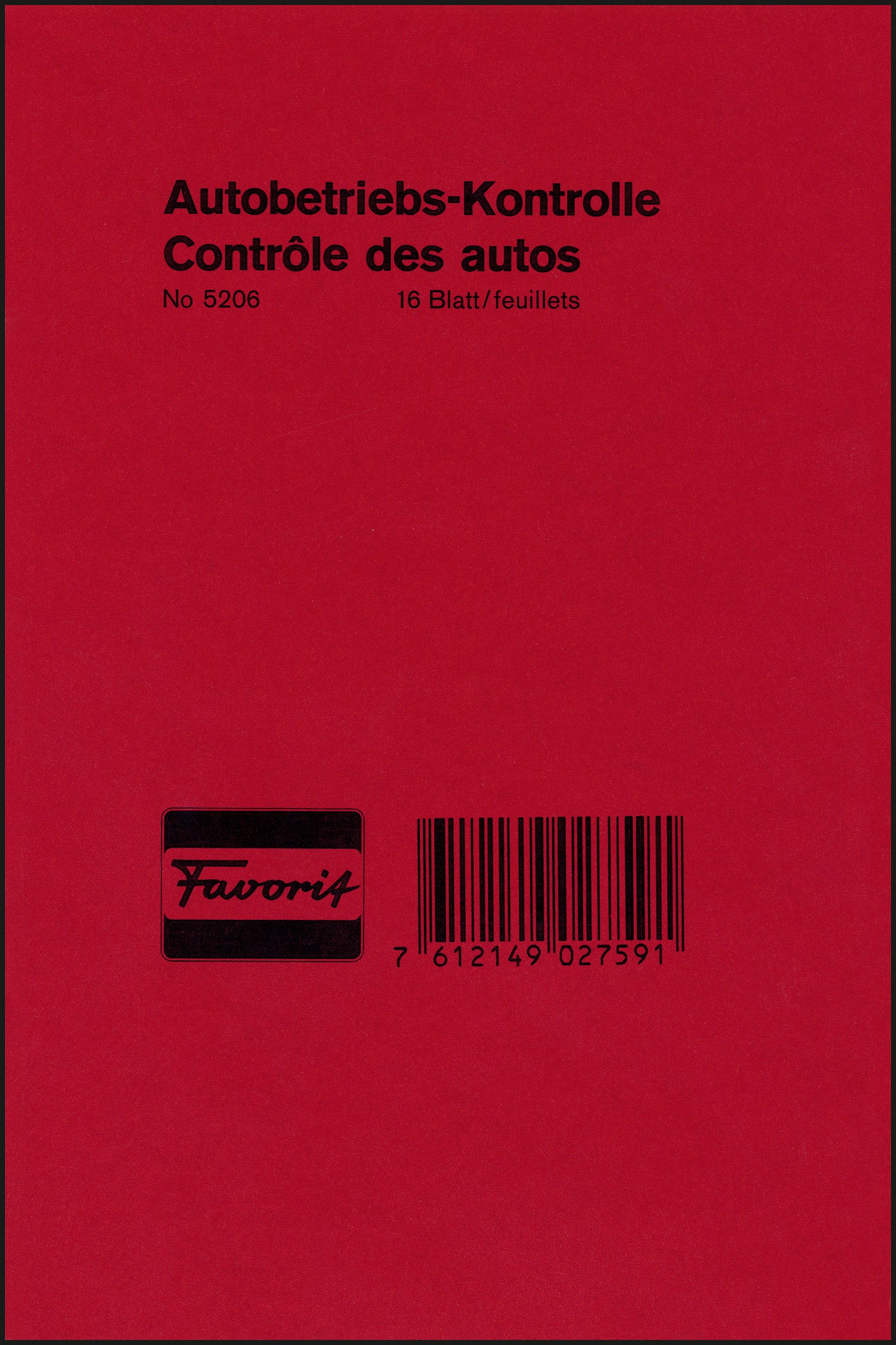 FAVORIT Contrôle voiture D/F 5206 12,0×18,0cm 16 feuilles