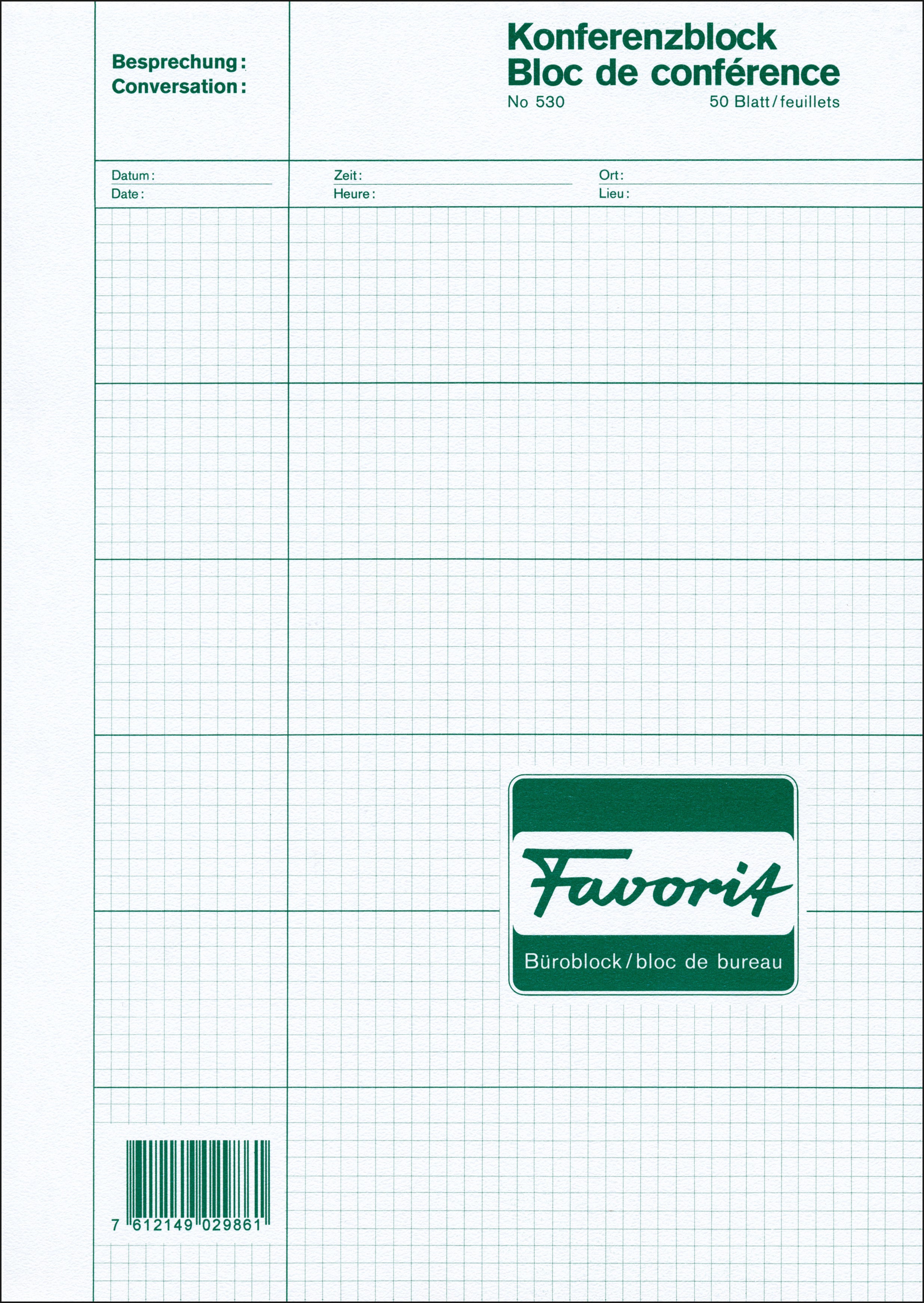 FAVORIT Bloc conférence A4 530 quadrillé 50 feuilles