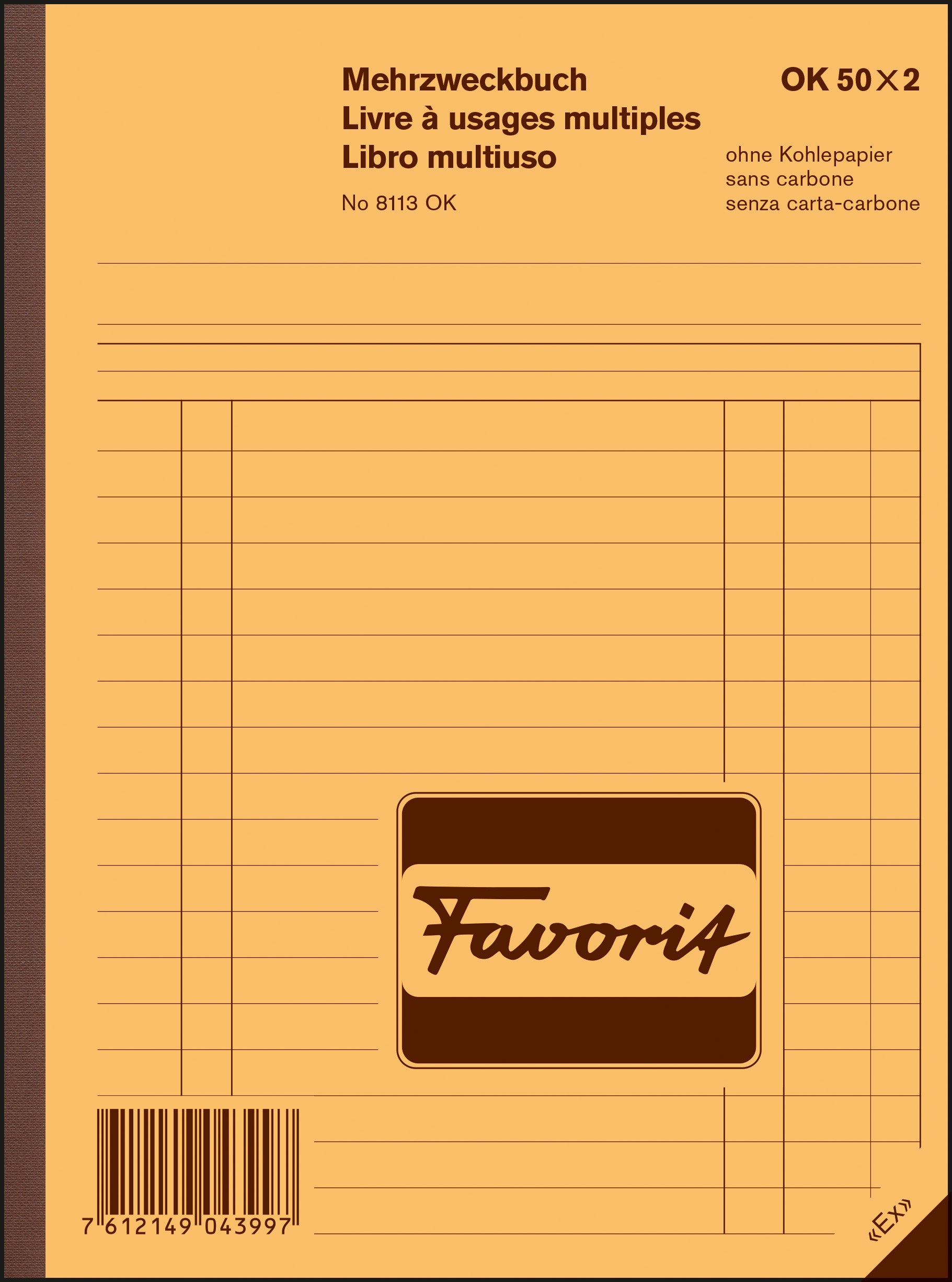 FAVORIT Livre polyvalent D/F/I A5 8113OK bleu/blanc 50x2 feuilles