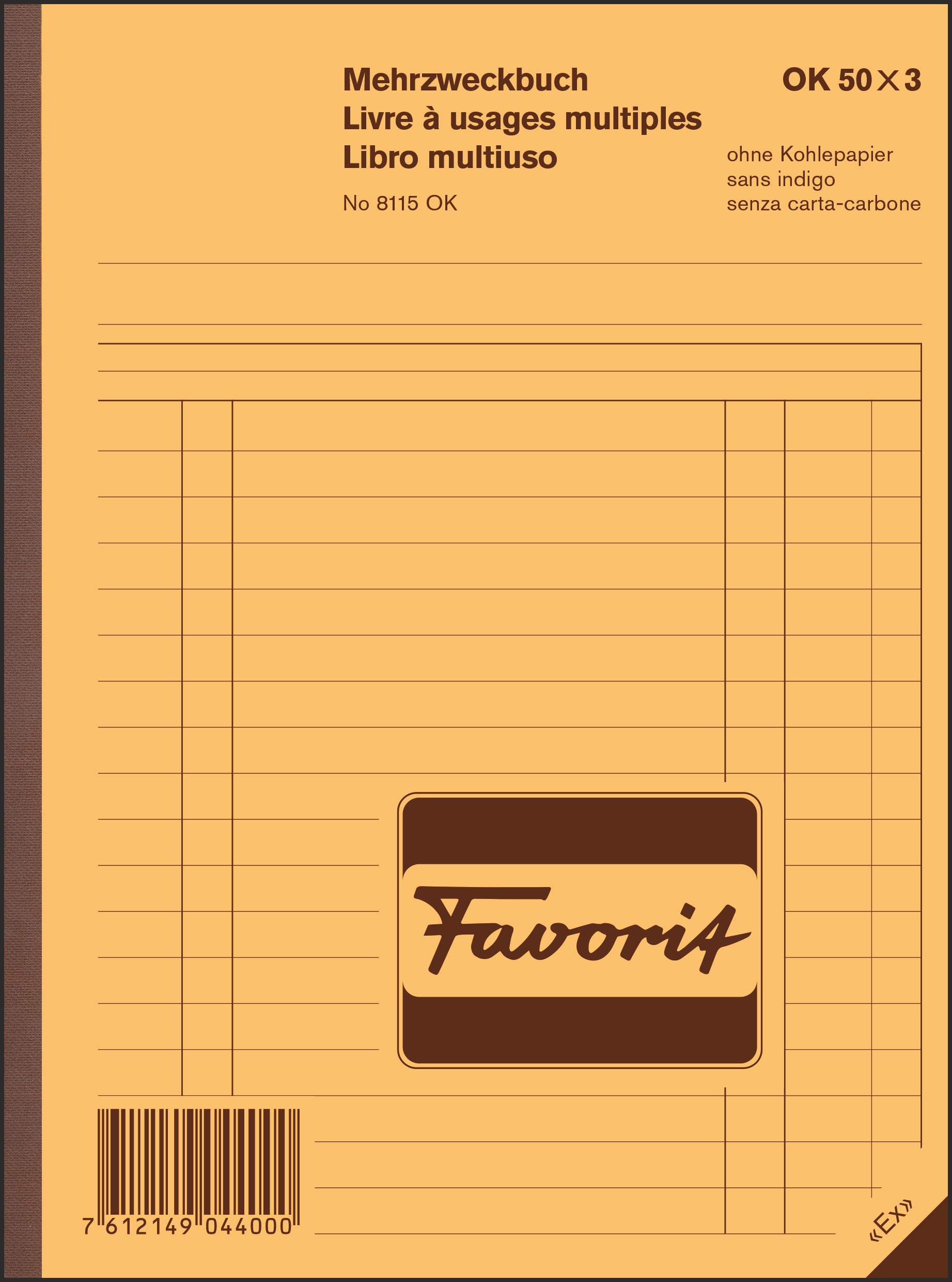FAVORIT Livre polyvalent D/F/I A5 8115OK bleu/bleu/blanc 50x3 feuilles