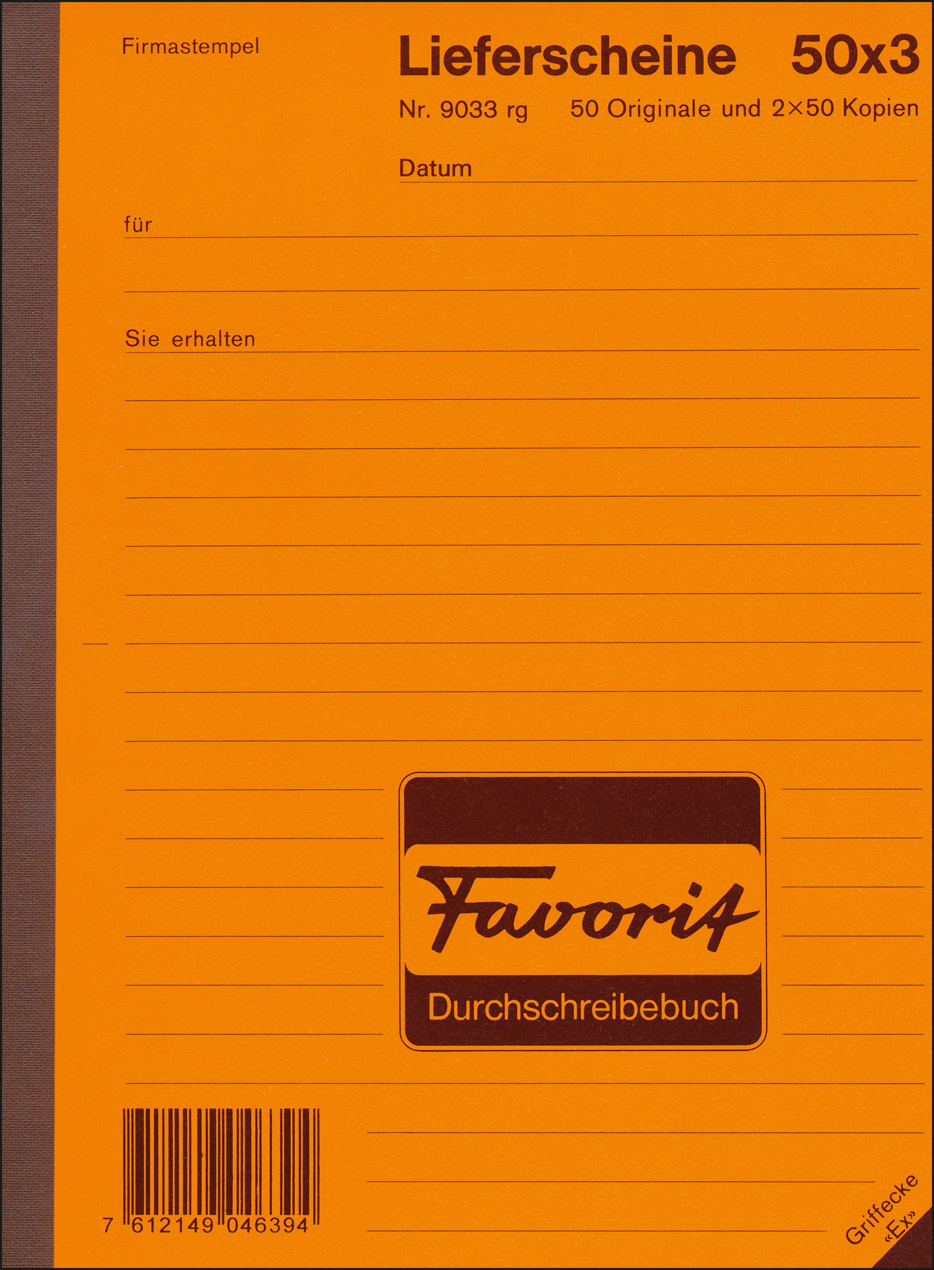 FAVORIT Bon de livraison D A5 9033 RG 3 couleurs 50x3 feuilles