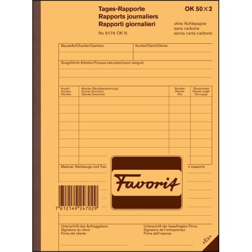 FAVORIT Rapport journalier A5 9176 OK N blanc/blanc, D/F/I