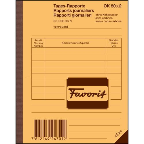 FAVORIT Rapport journalier A6 9196 OK N blanc/blanc, no.,D/F/I
