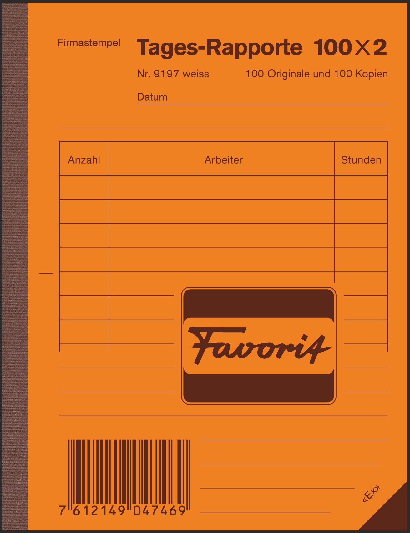 FAVORIT Rapport journalier D A6 9197 W blanc/blanc 100x2 feuilles