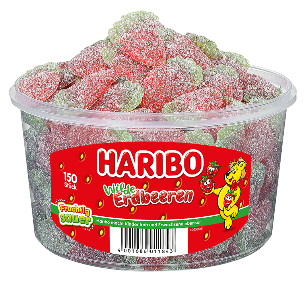 HARIBO Fraises sauvages acides 100002 Boîte 1200g, 150 pcs.