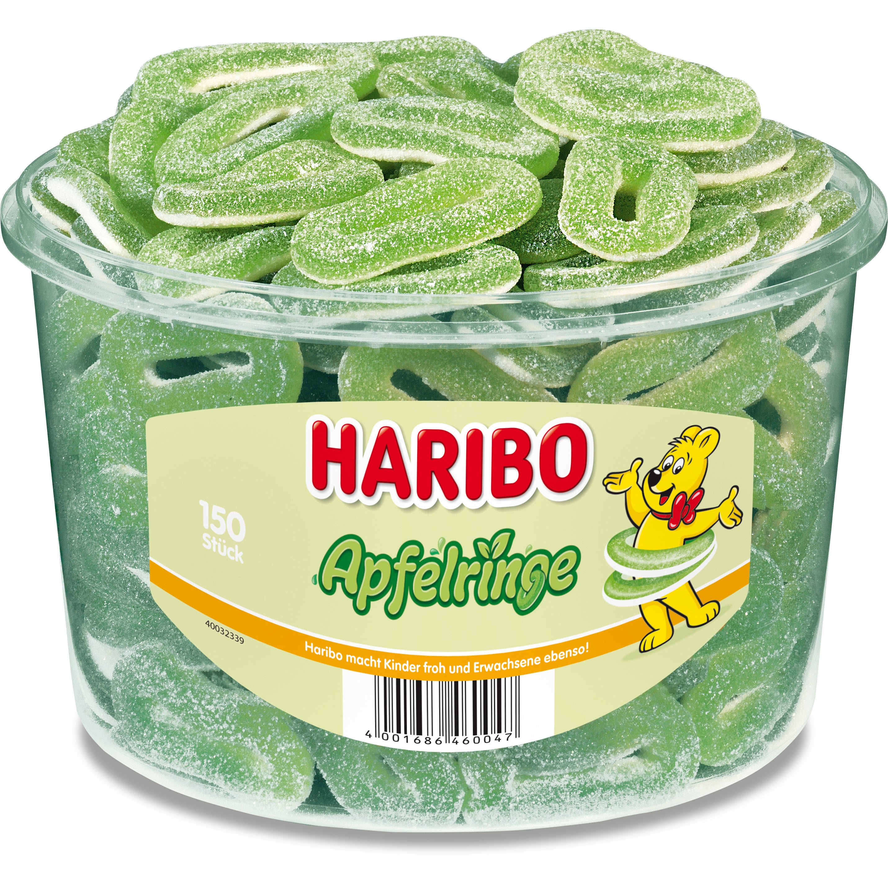 HARIBO Rondelles de pommes aigres 100082 Boîte 1200g, 150 pcs.