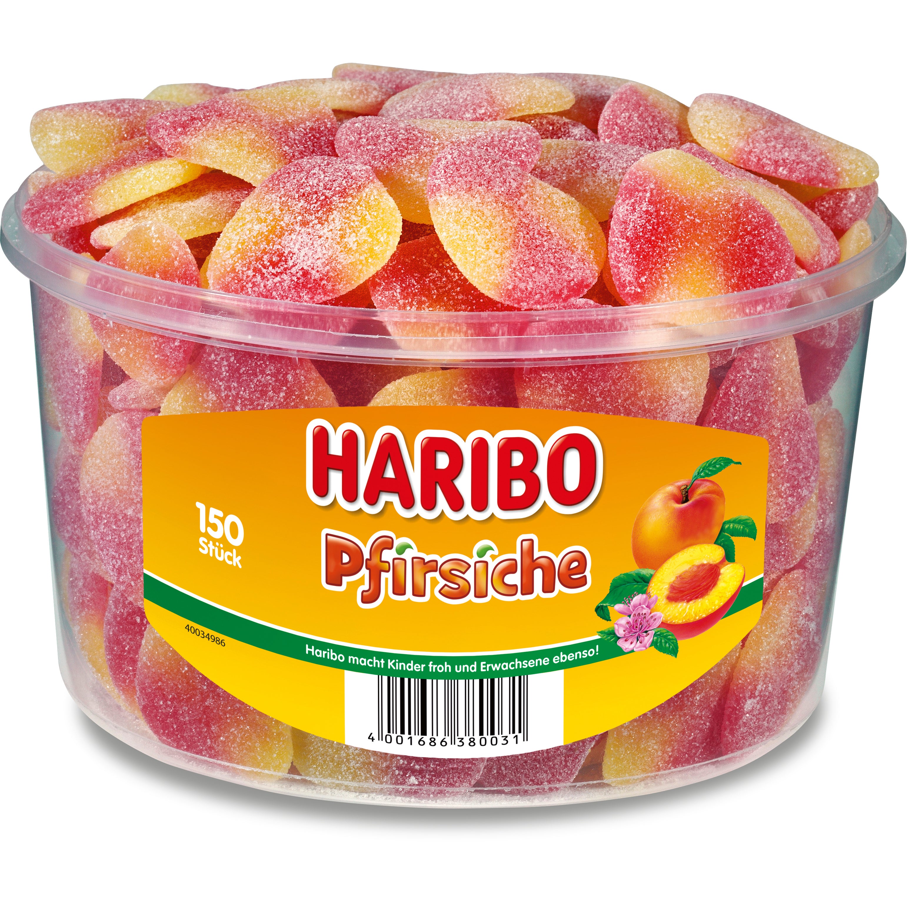 HARIBO Les pêches 60490 Boîte 1350g, 150 pcs.