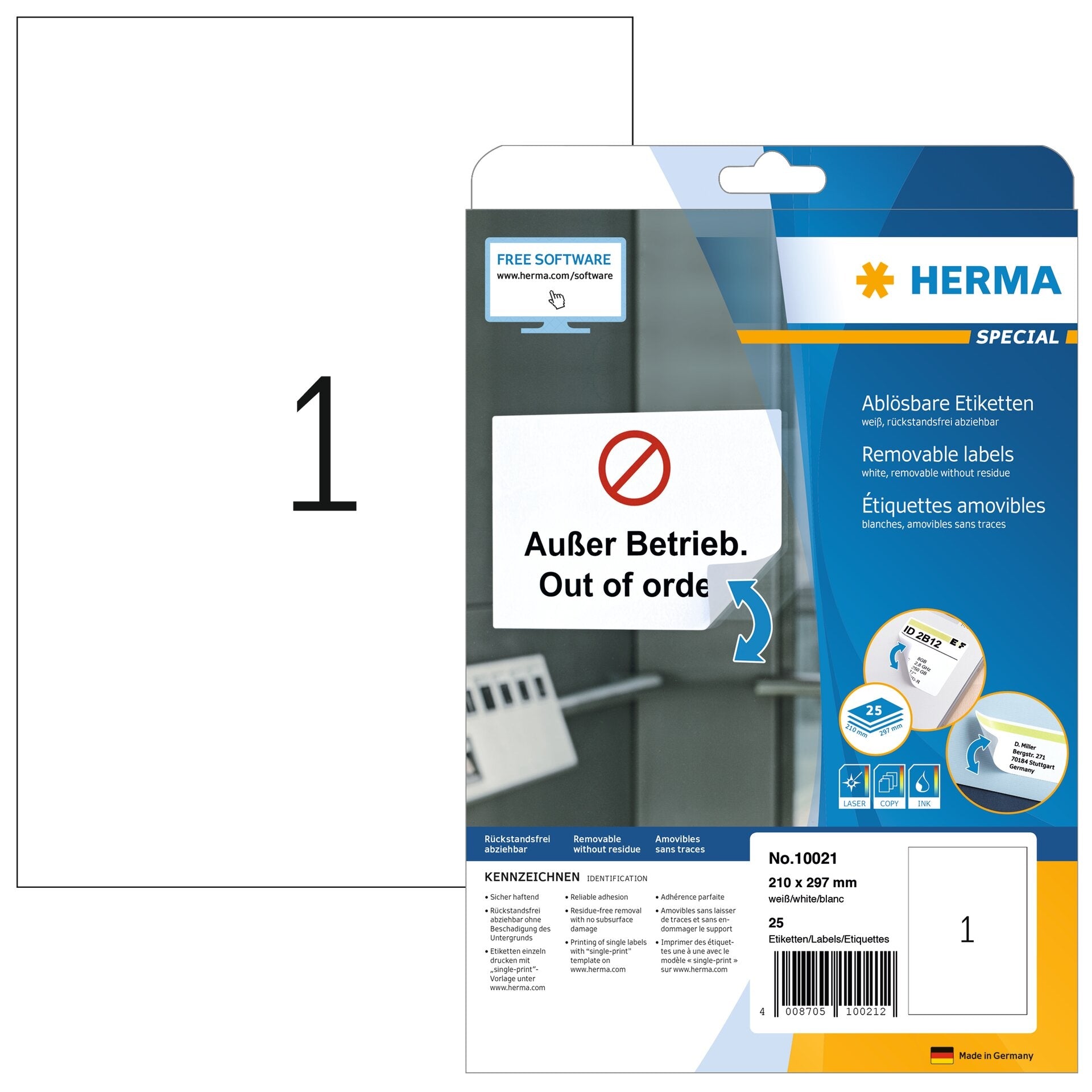 HERMA     Etiquettes Amovibles        A4