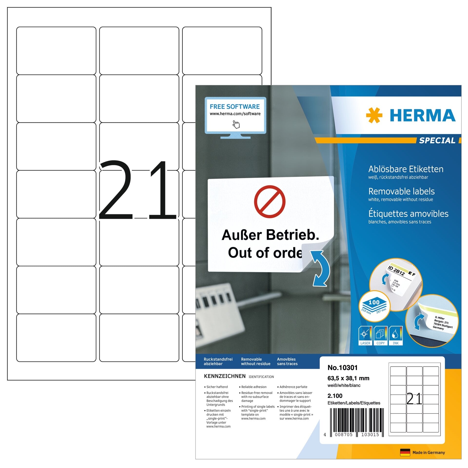 HERMA     Étiquettes SPECIAL 63.5x38.1mm