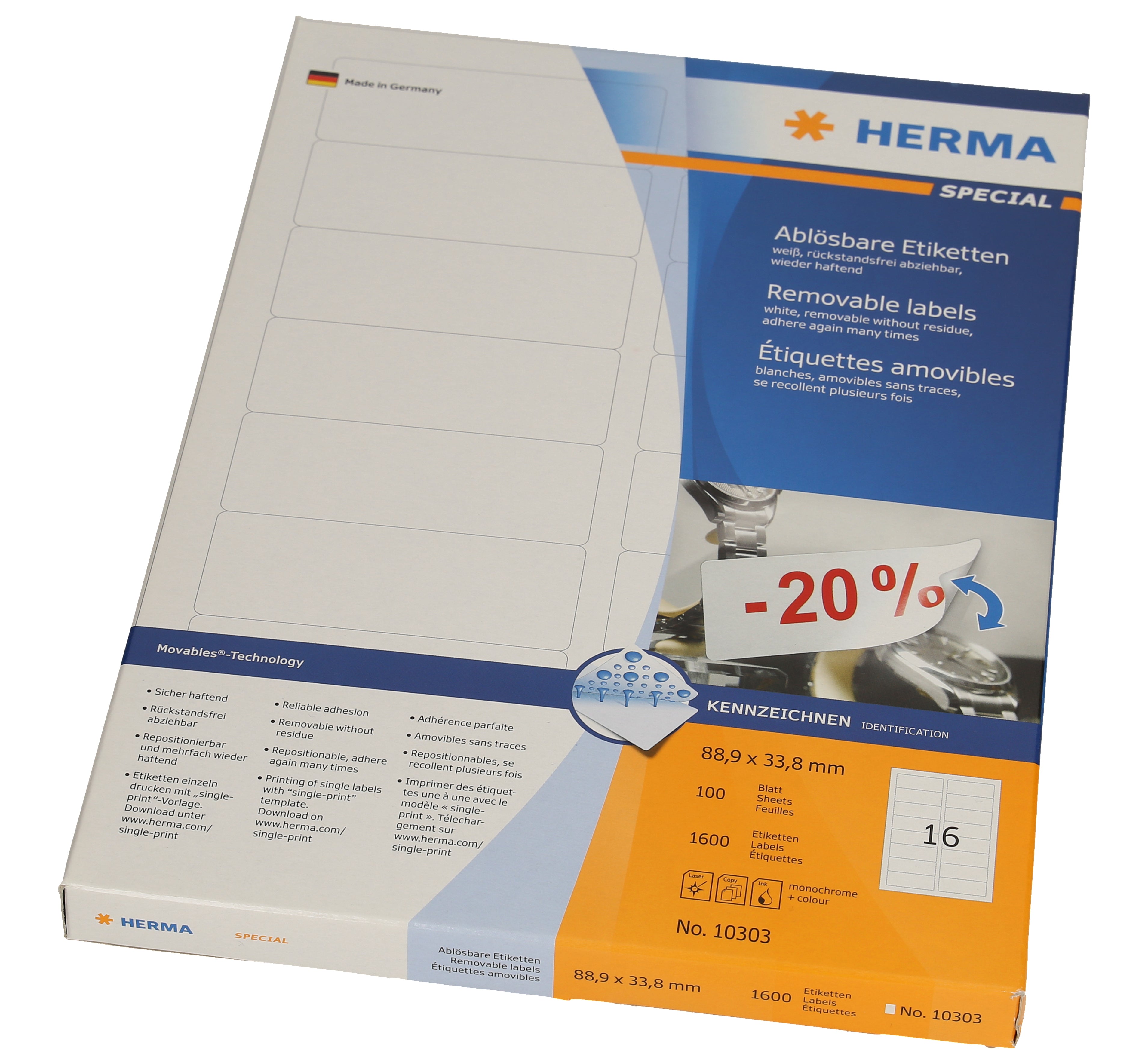 HERMA     Etiquettes        88.9x 33.8mm