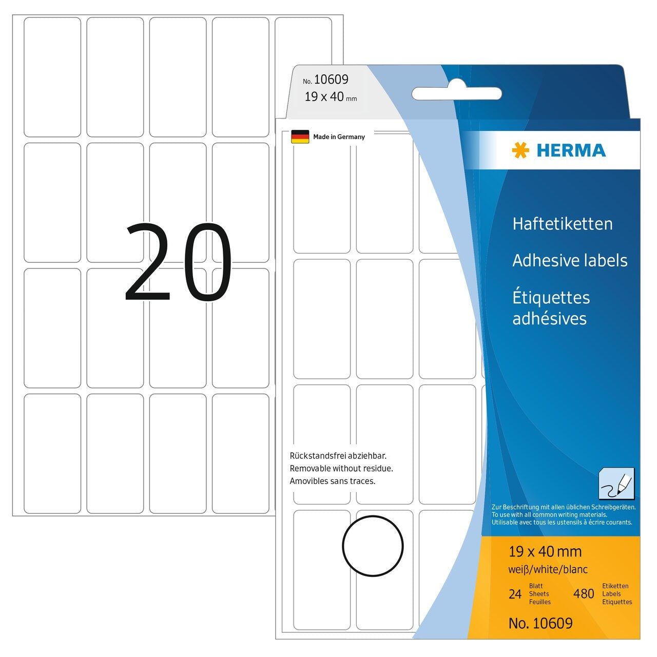 HERMA     Etiquettes Amovibles   19×40mm