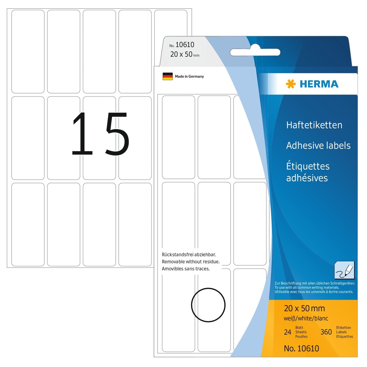 HERMA     Etiquettes Amovibles   20×50mm