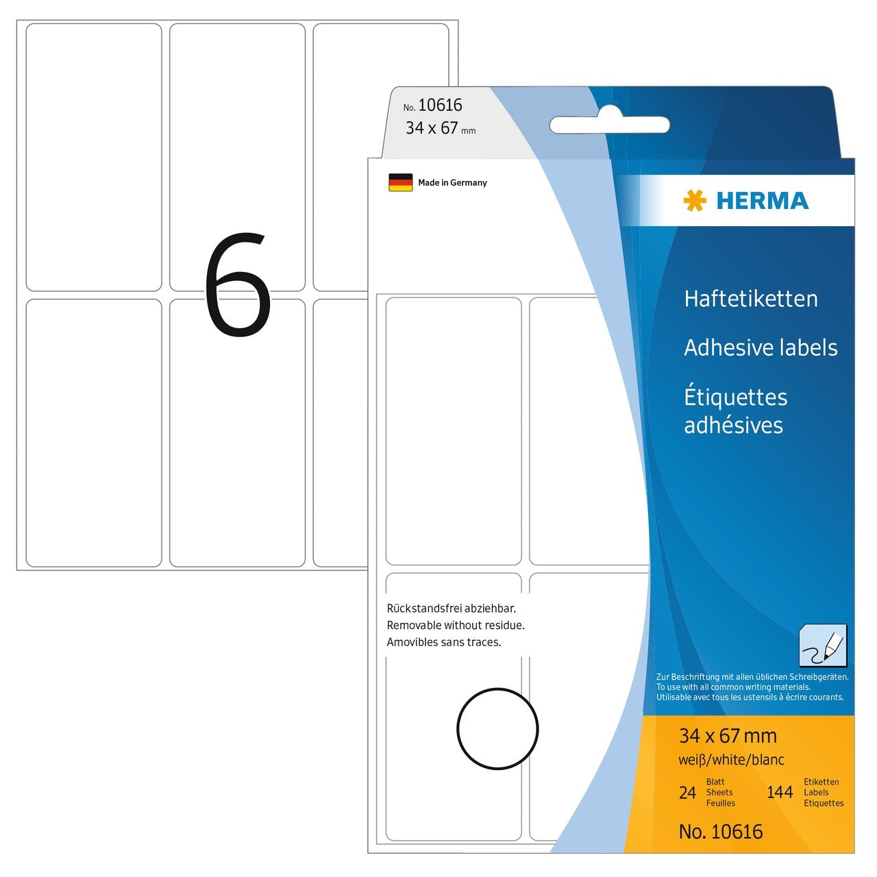 HERMA     Etiquettes Amovibles   34×67mm