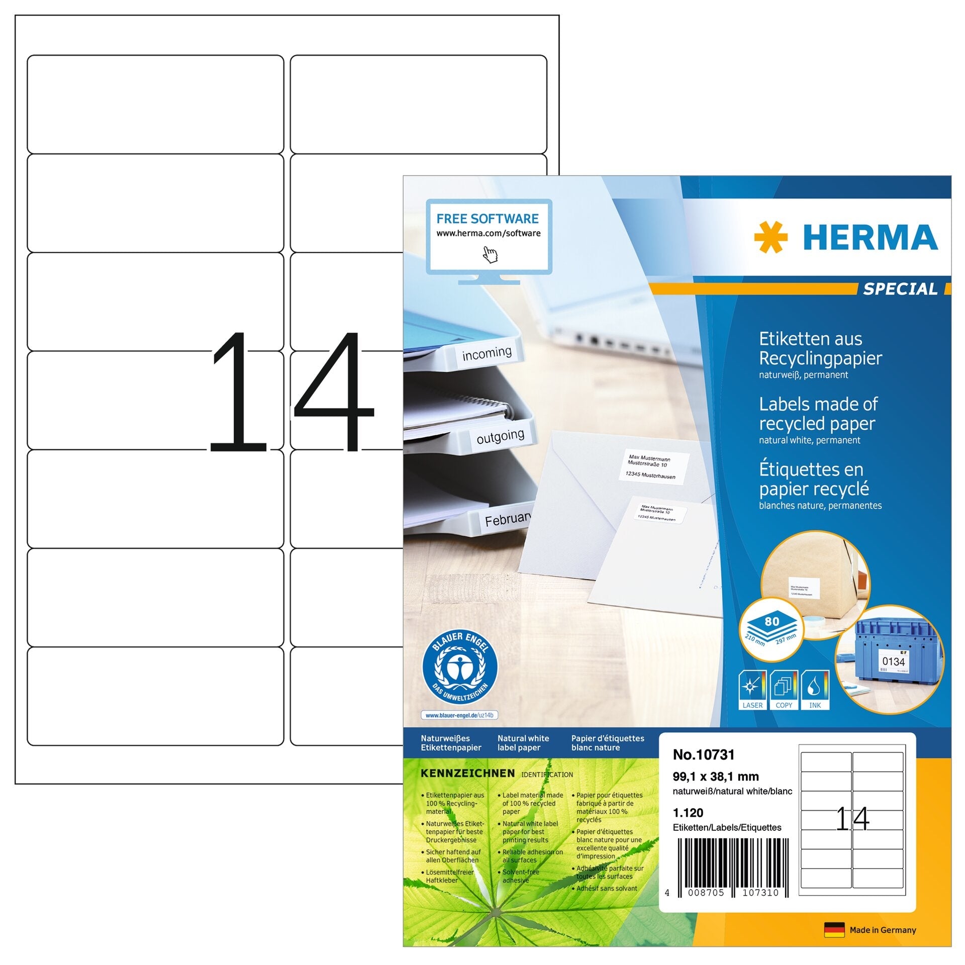 HERMA     Etiquettes         99.1x38.1mm