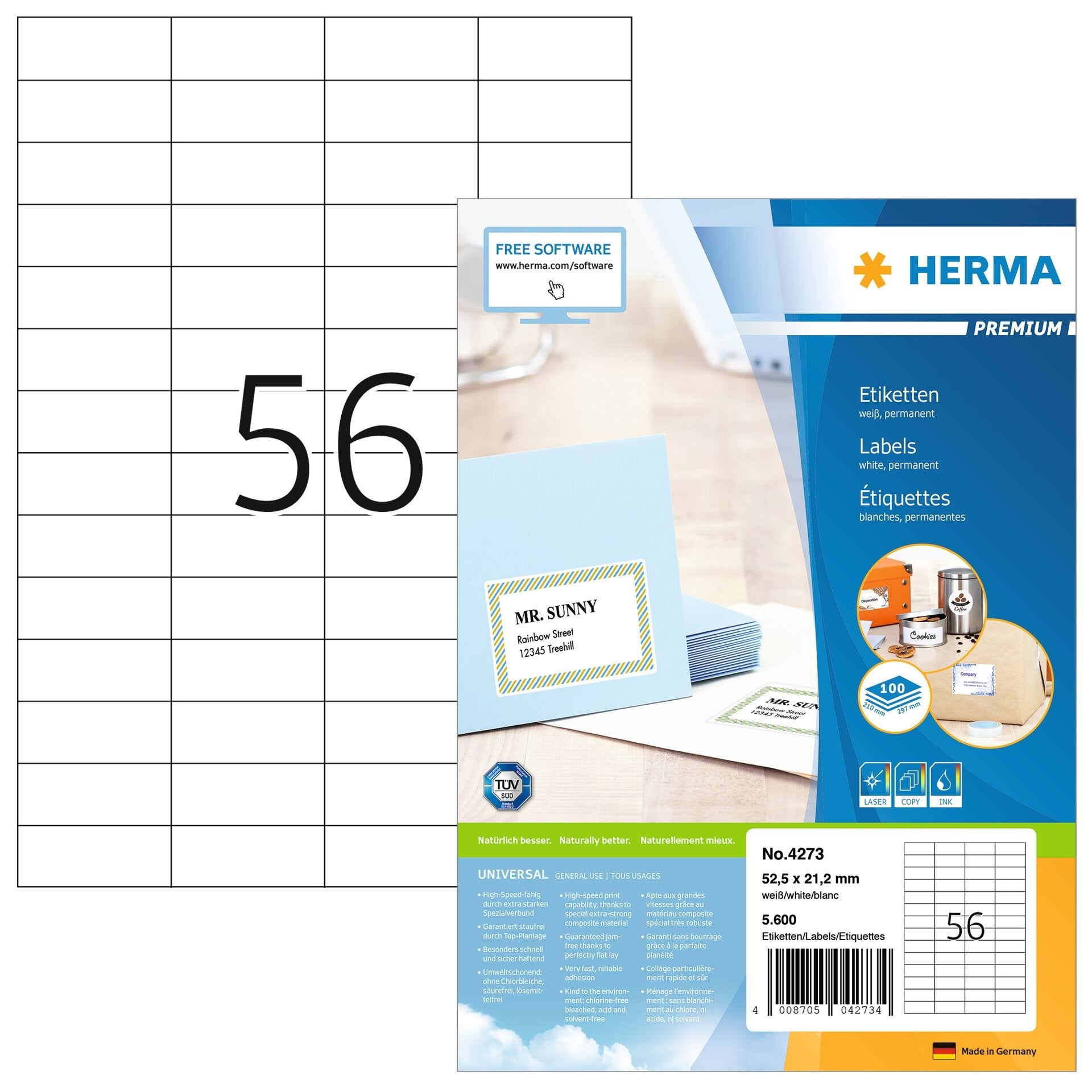 HERMA     Étiquettes PREMIUM 52.5x21.2mm