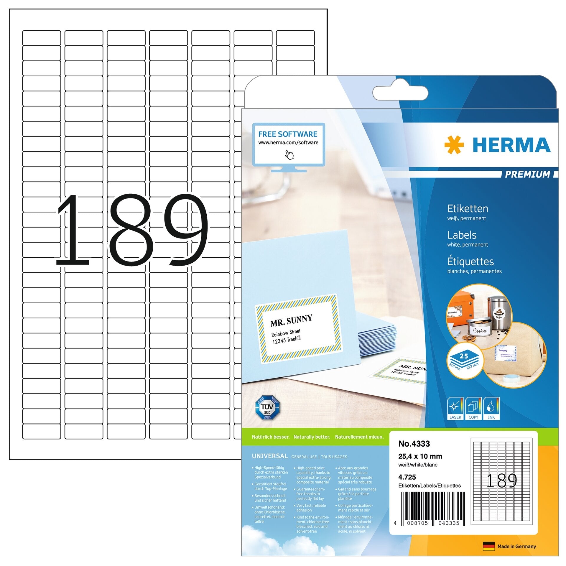 HERMA     Étiquettes PREMIUM   25.4x10mm