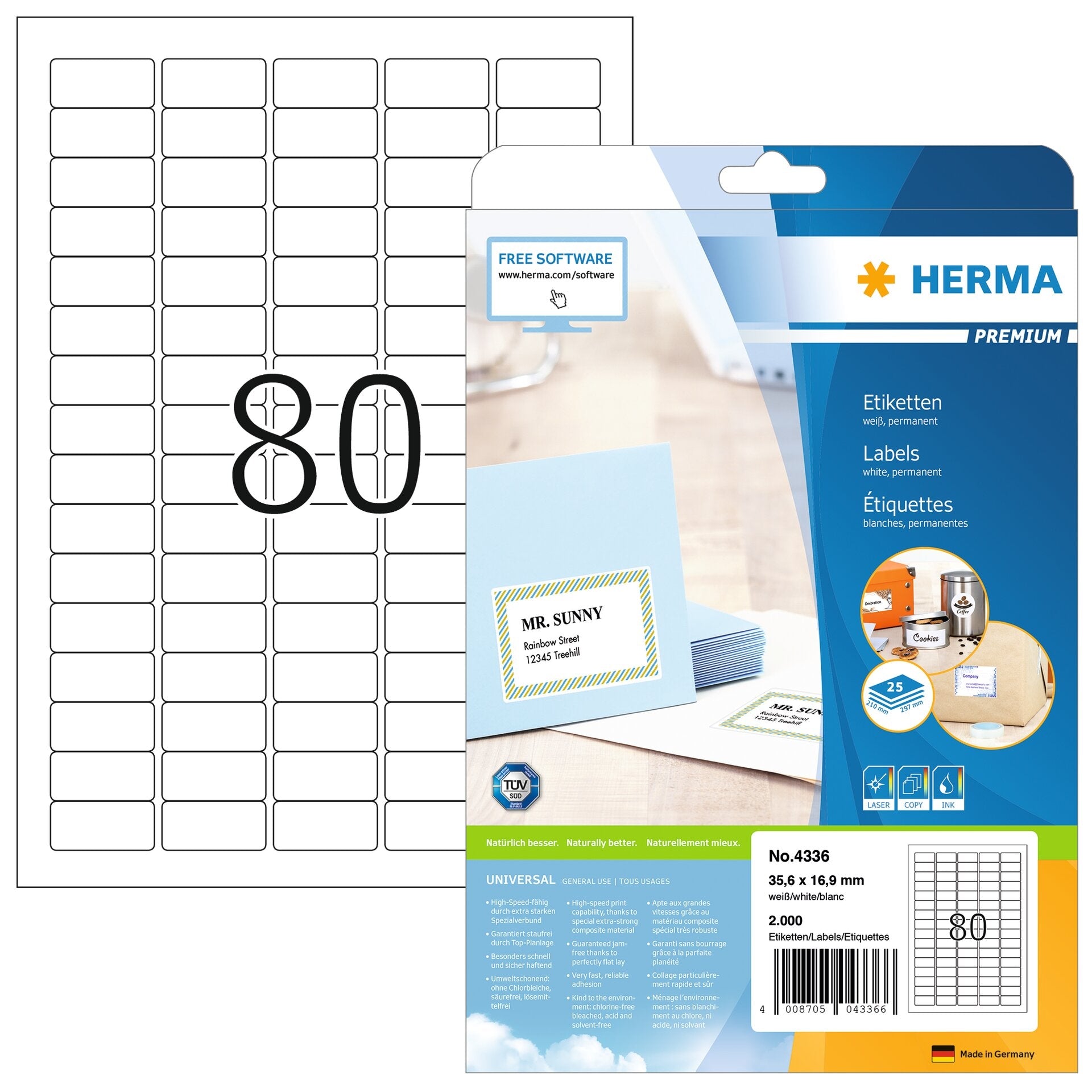 HERMA     Étiquettes PREMIUM 35.6x16.9mm