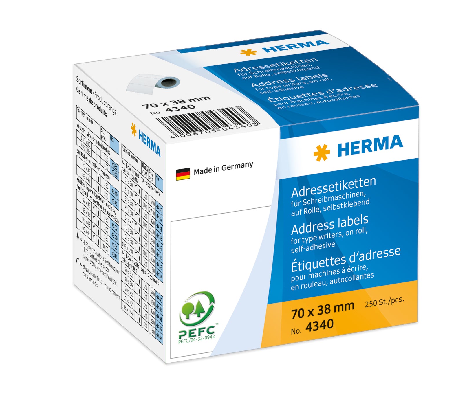 HERMA     Etiquettes adress.     70×38mm