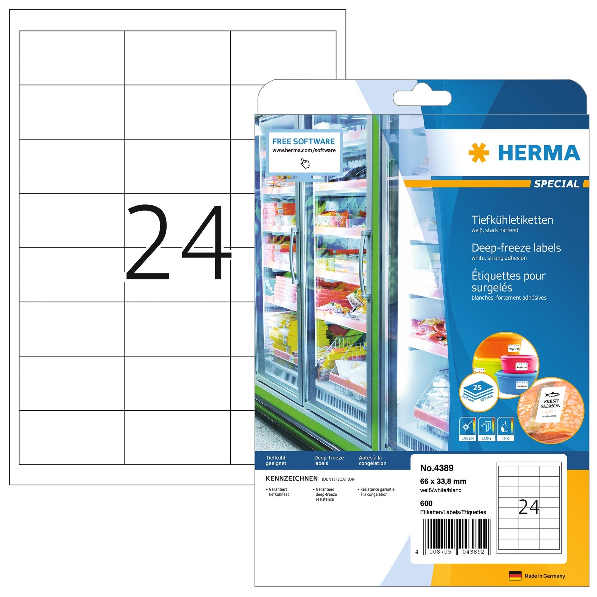 HERMA     Etiquettes frigo     66x33.8mm
