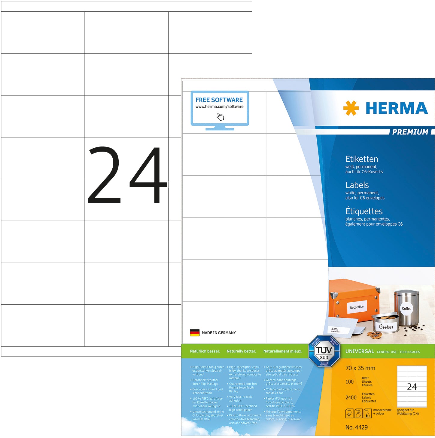 HERMA     Etiquettes Premium     70×35mm