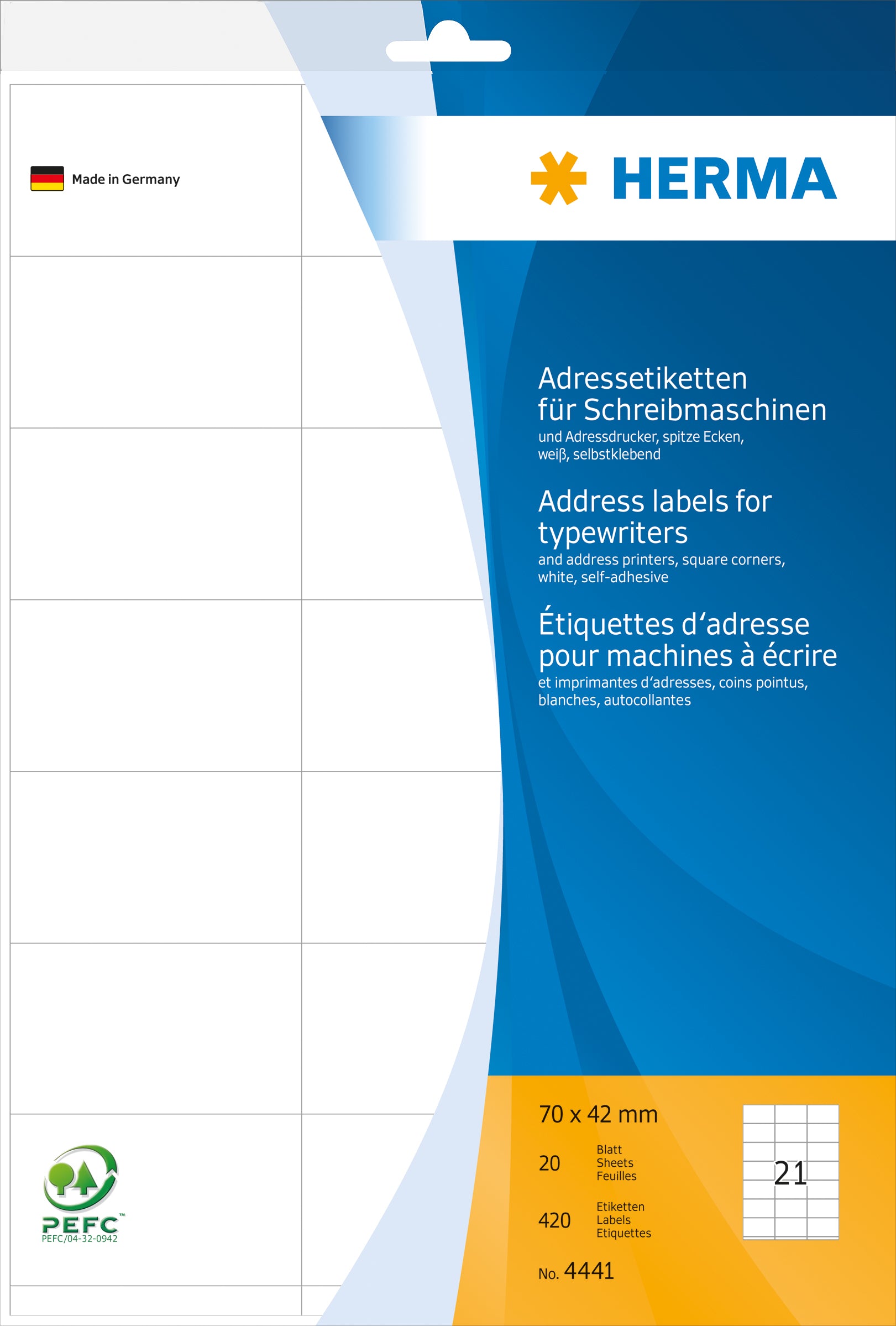 HERMA     Etiquettes adress.     70×42mm