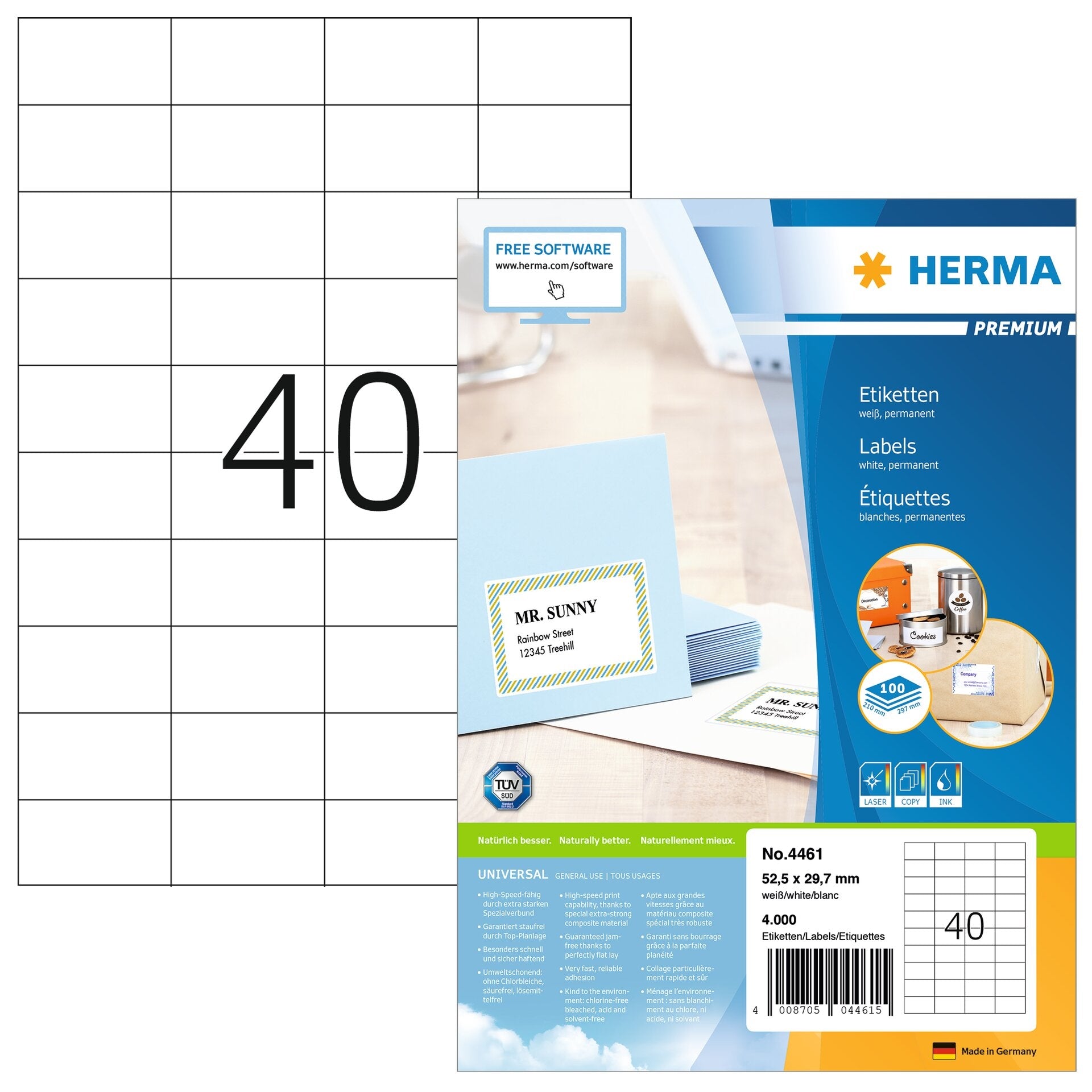 HERMA     Étiquettes univ.   52,5x29,7mm