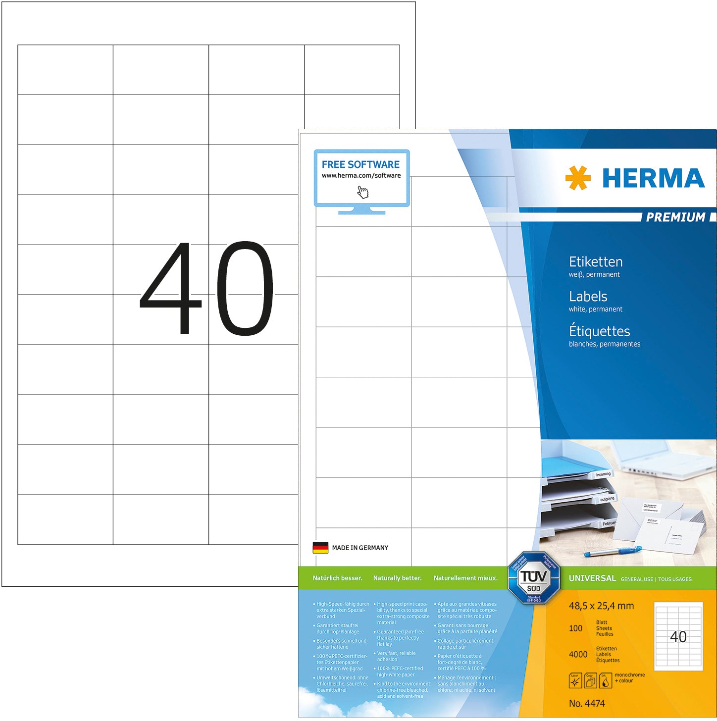 HERMA     Etiquettes Premium 48,5×25,4mm