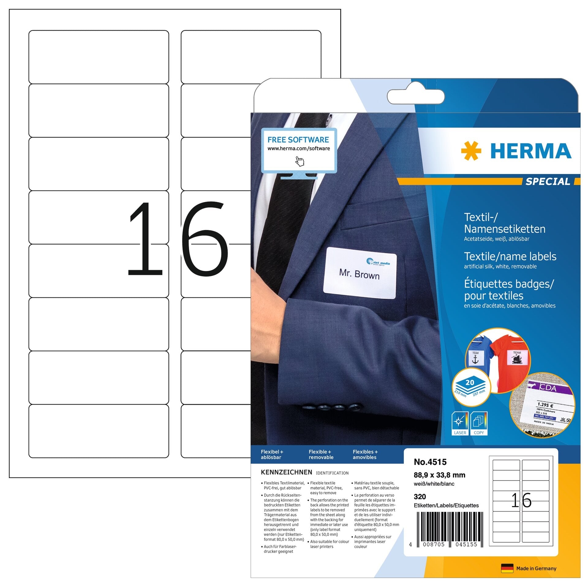 HERMA     Etiquettes badges  88,9x33,8mm