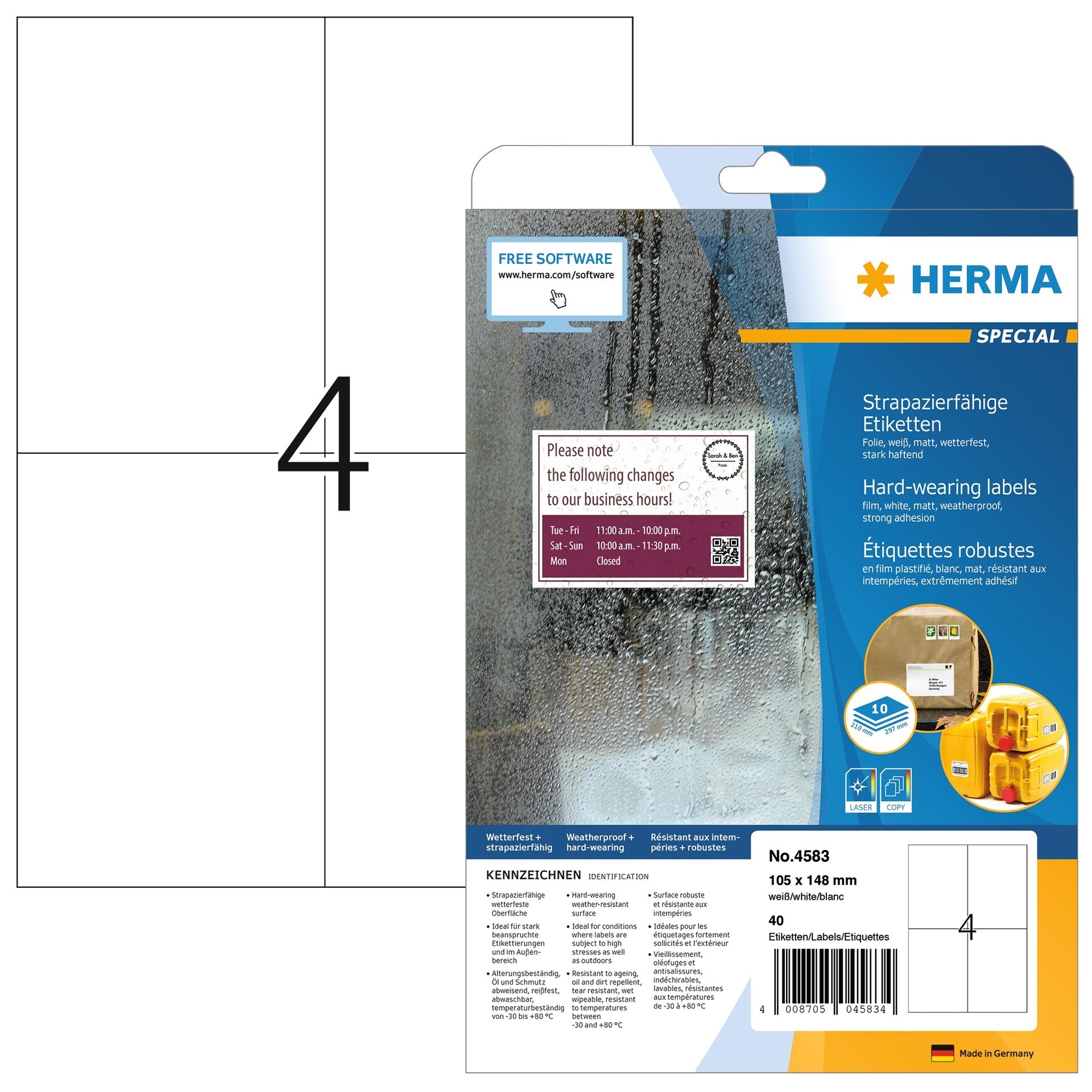HERMA     Etiquettes film      105x148mm