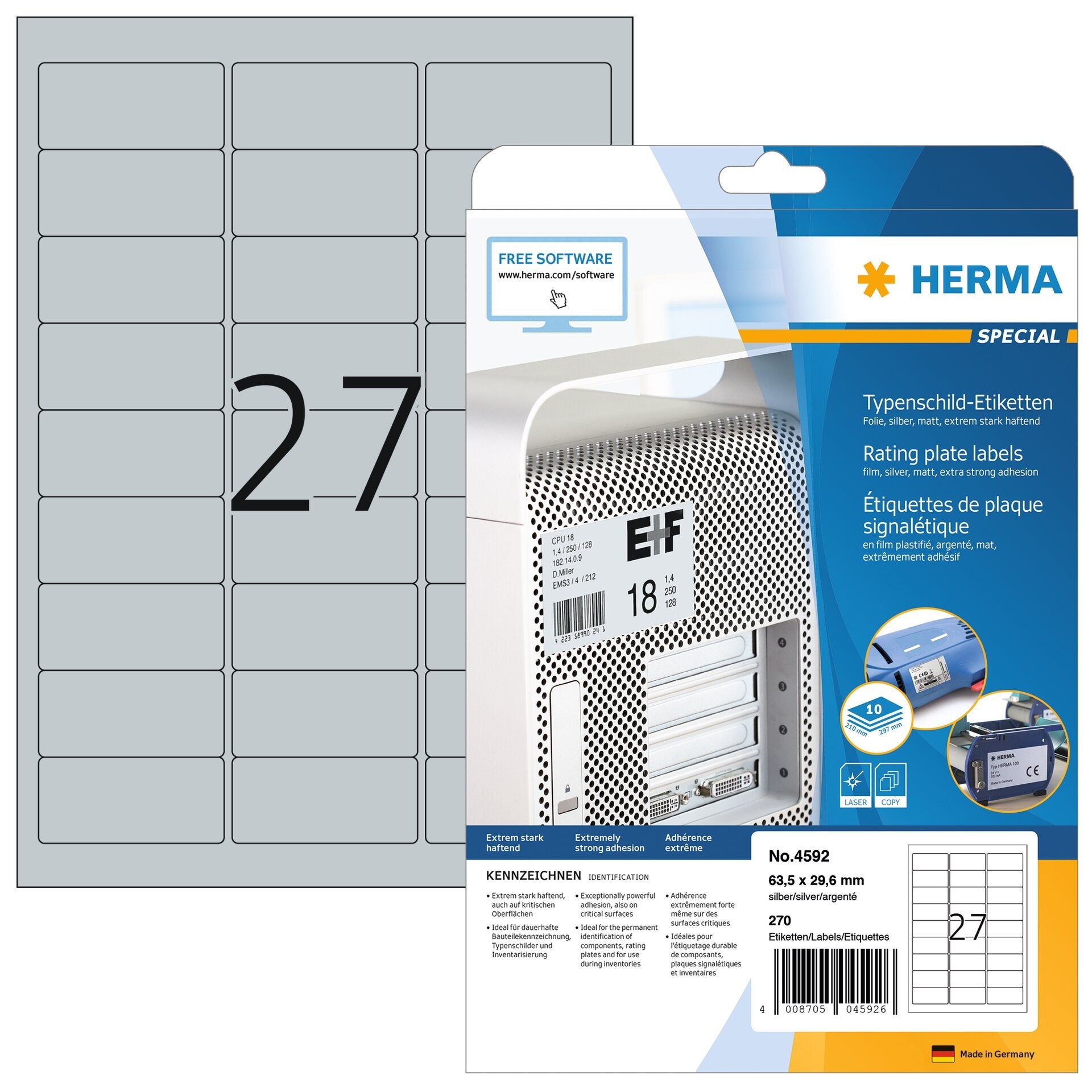 HERMA     Etiquettes plaque  63,5x29,6mm