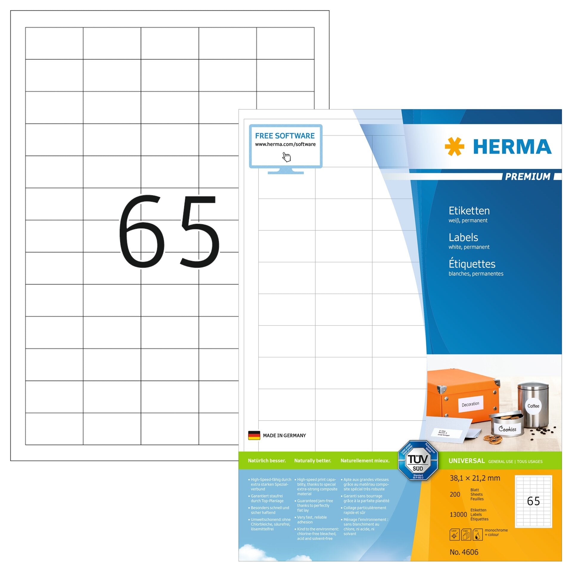 HERMA     Étiquettes univ.   38,1x21,2mm