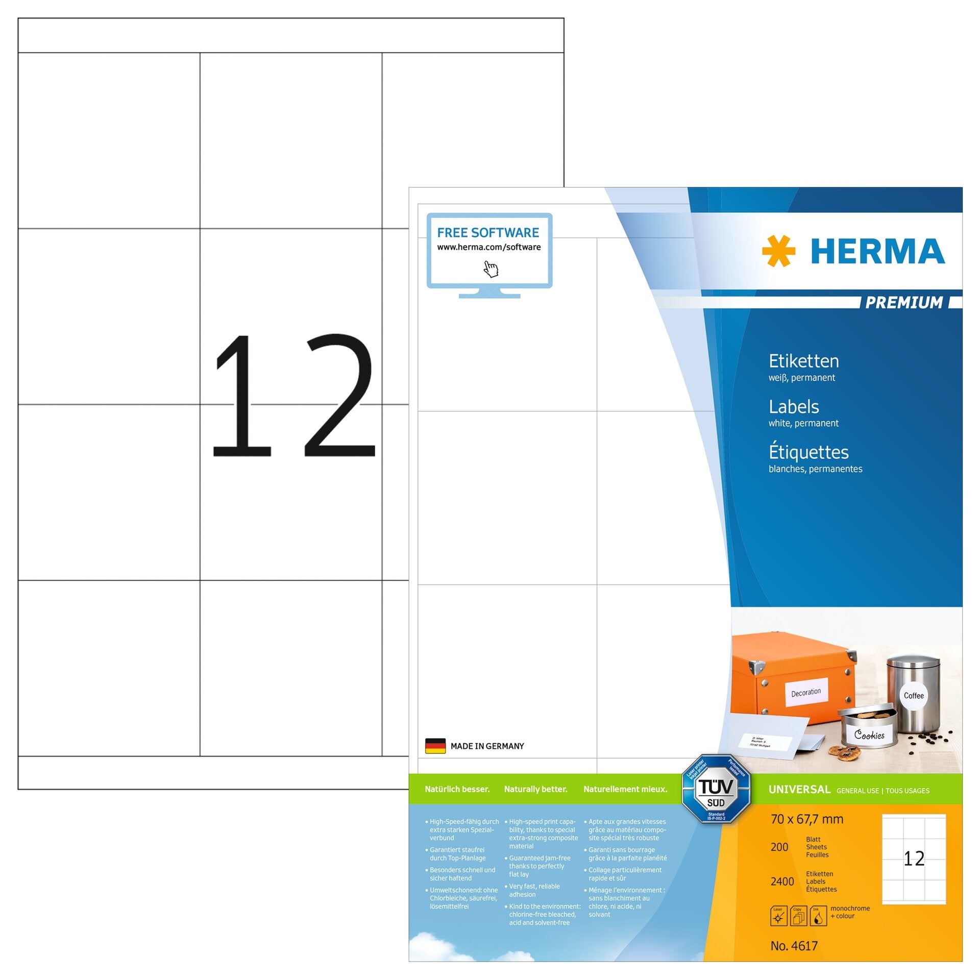HERMA     Etiquettes Premium   70×67,7mm