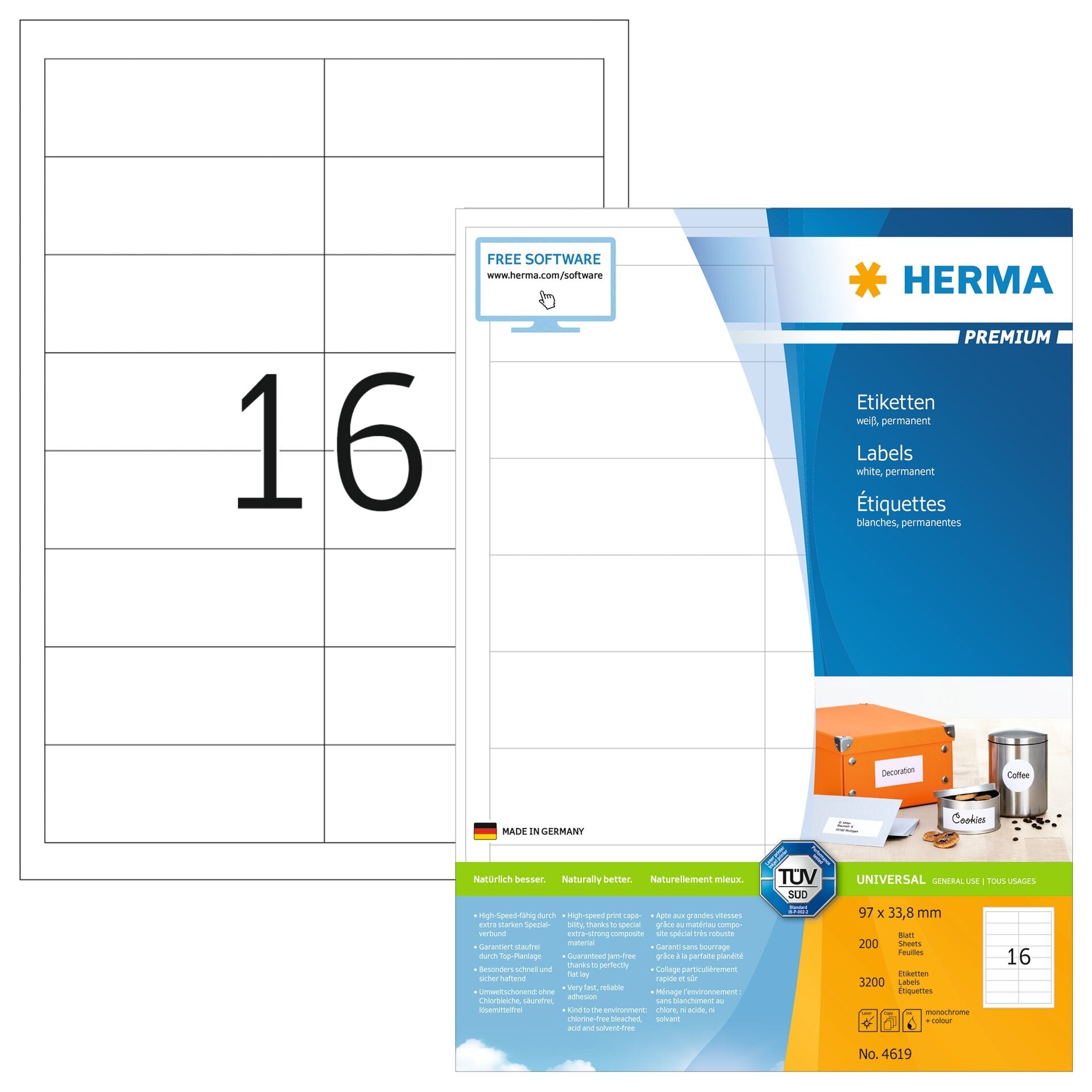 HERMA     Etiquettes Premium 96,5×33,8mm