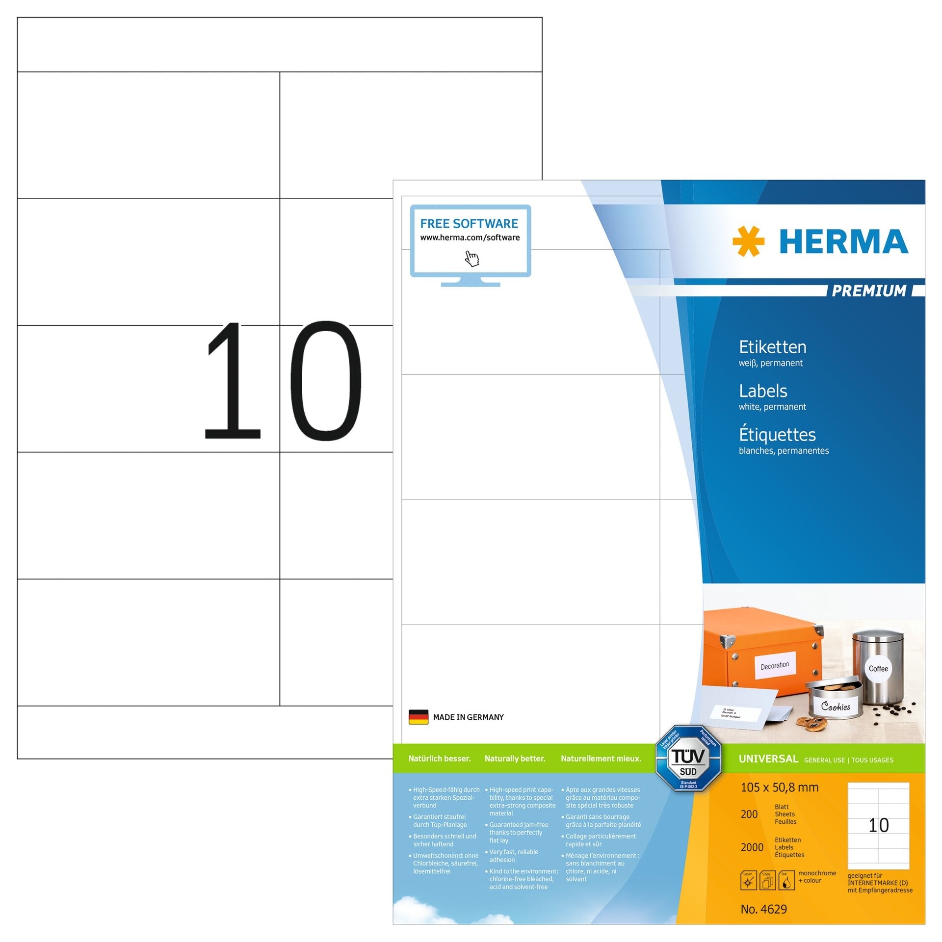 HERMA     Etiquettes Premium  105x50,8mm