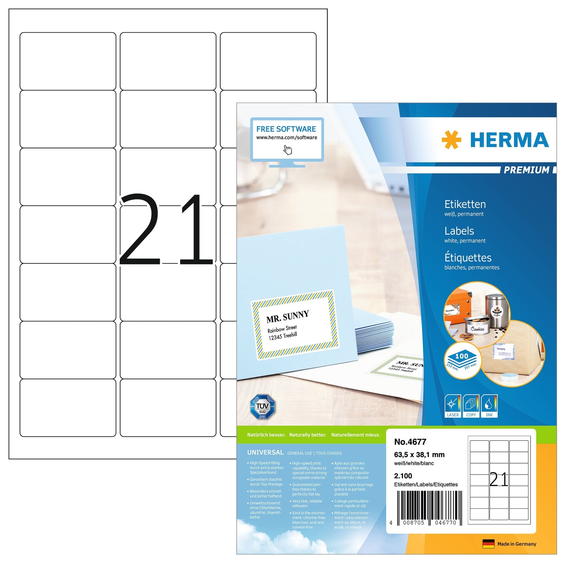 HERMA     Etiquettes Premium 63,5x38,1mm