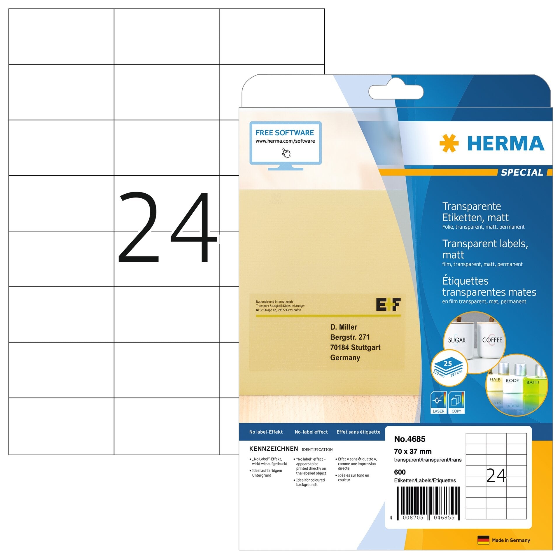 HERMA     Étiquettes PP          70x37mm