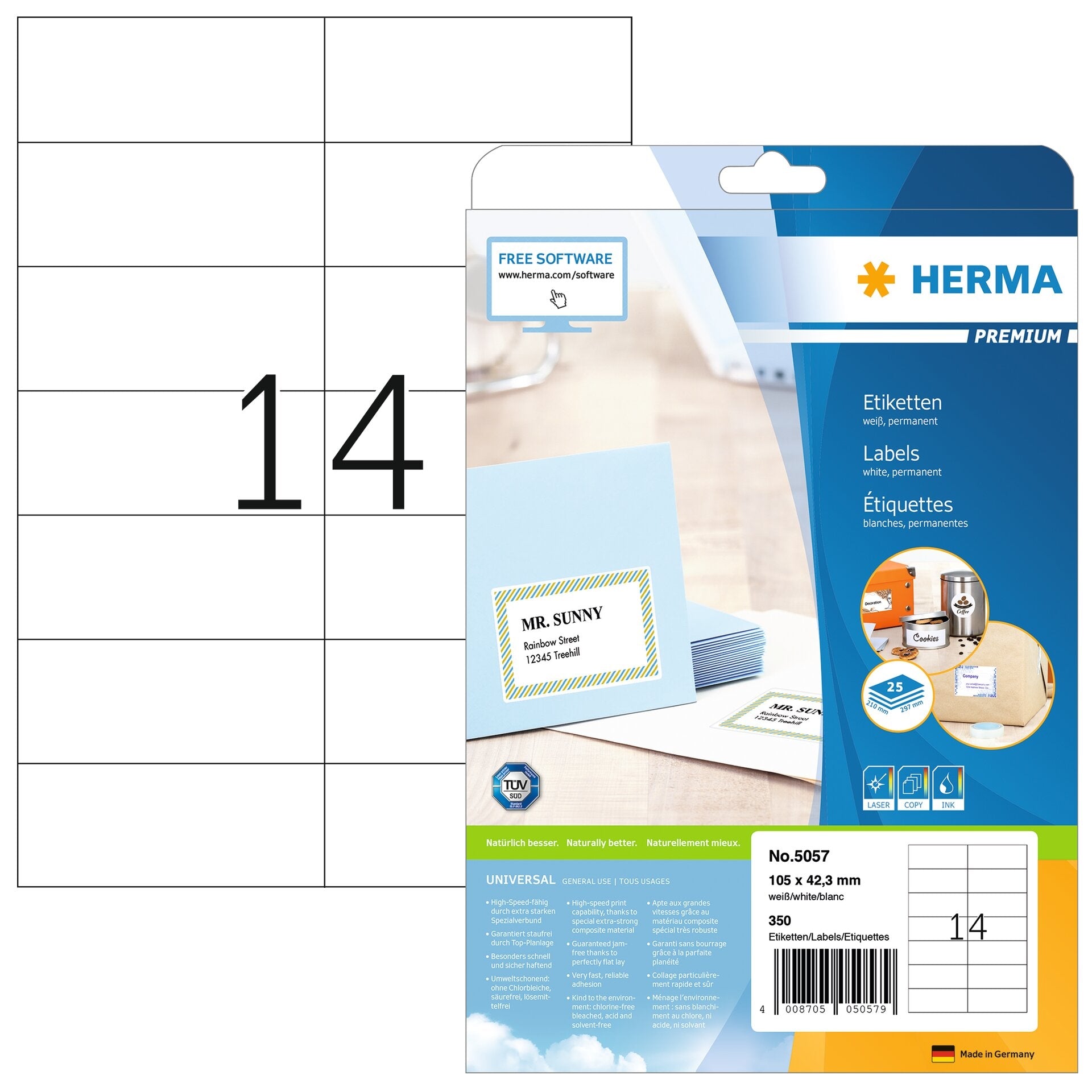 HERMA     Étiquettes univ.    105x42,3mm