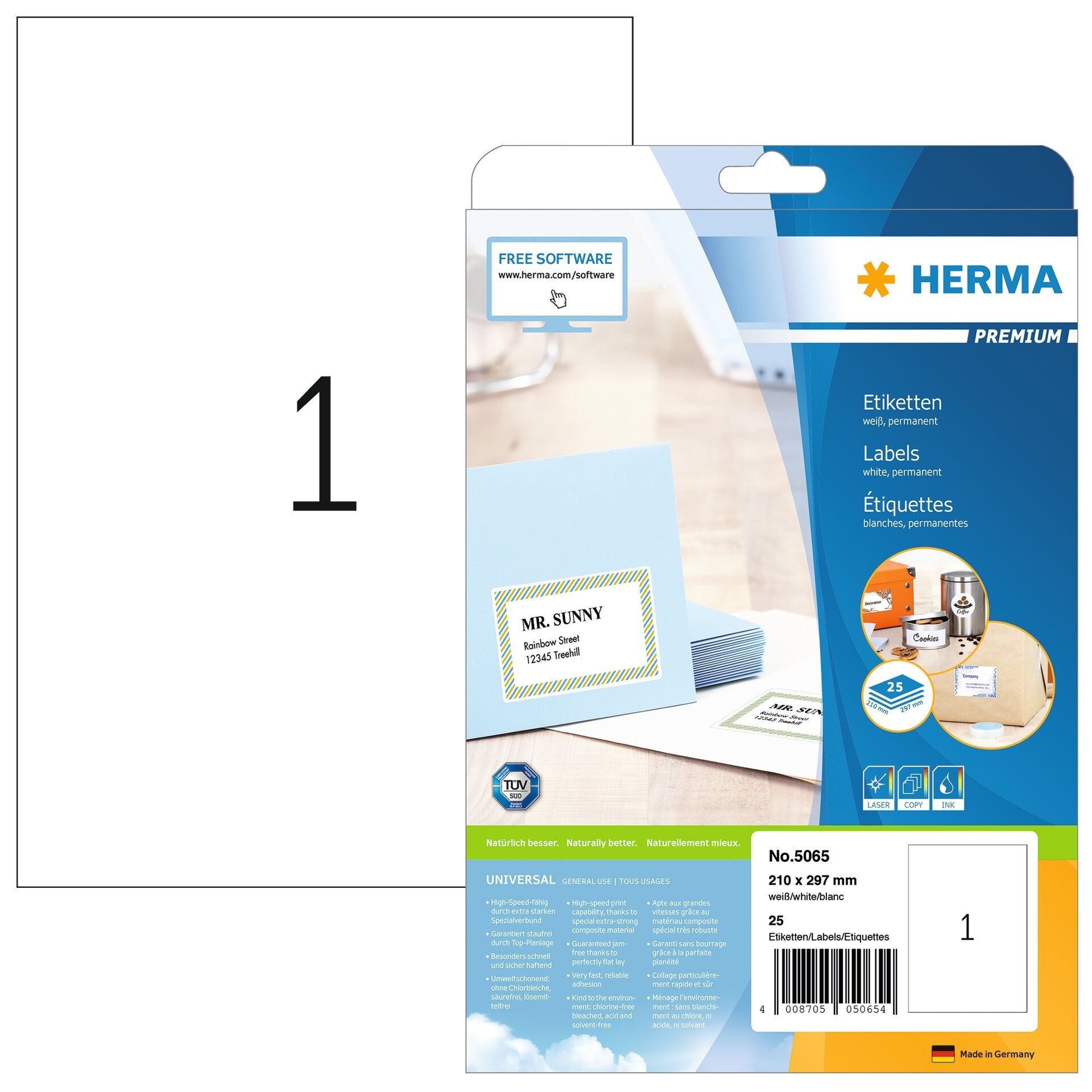HERMA     Étiquettes univ.     210x297mm