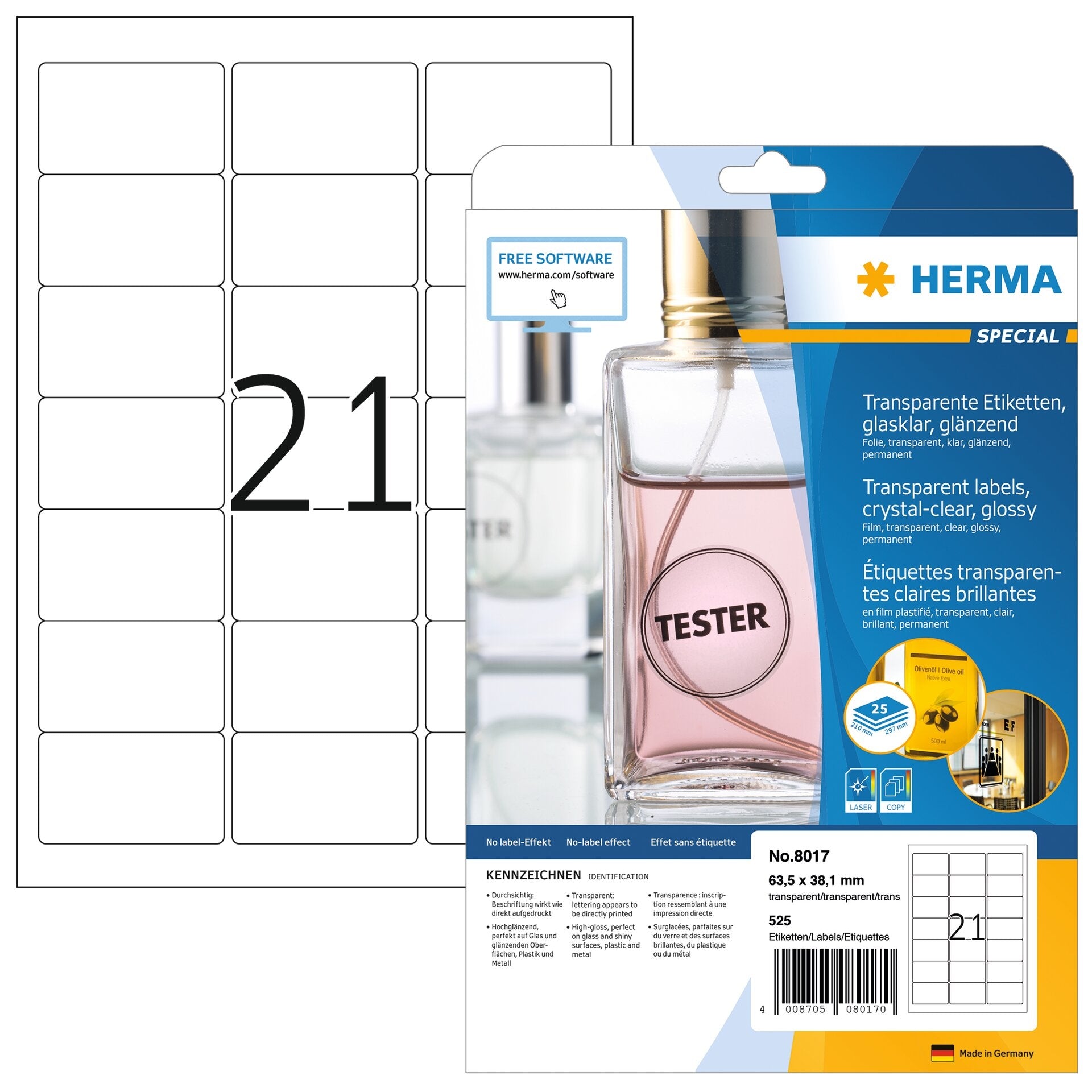 HERMA     Étiquettes PP      63,5x38,1mm