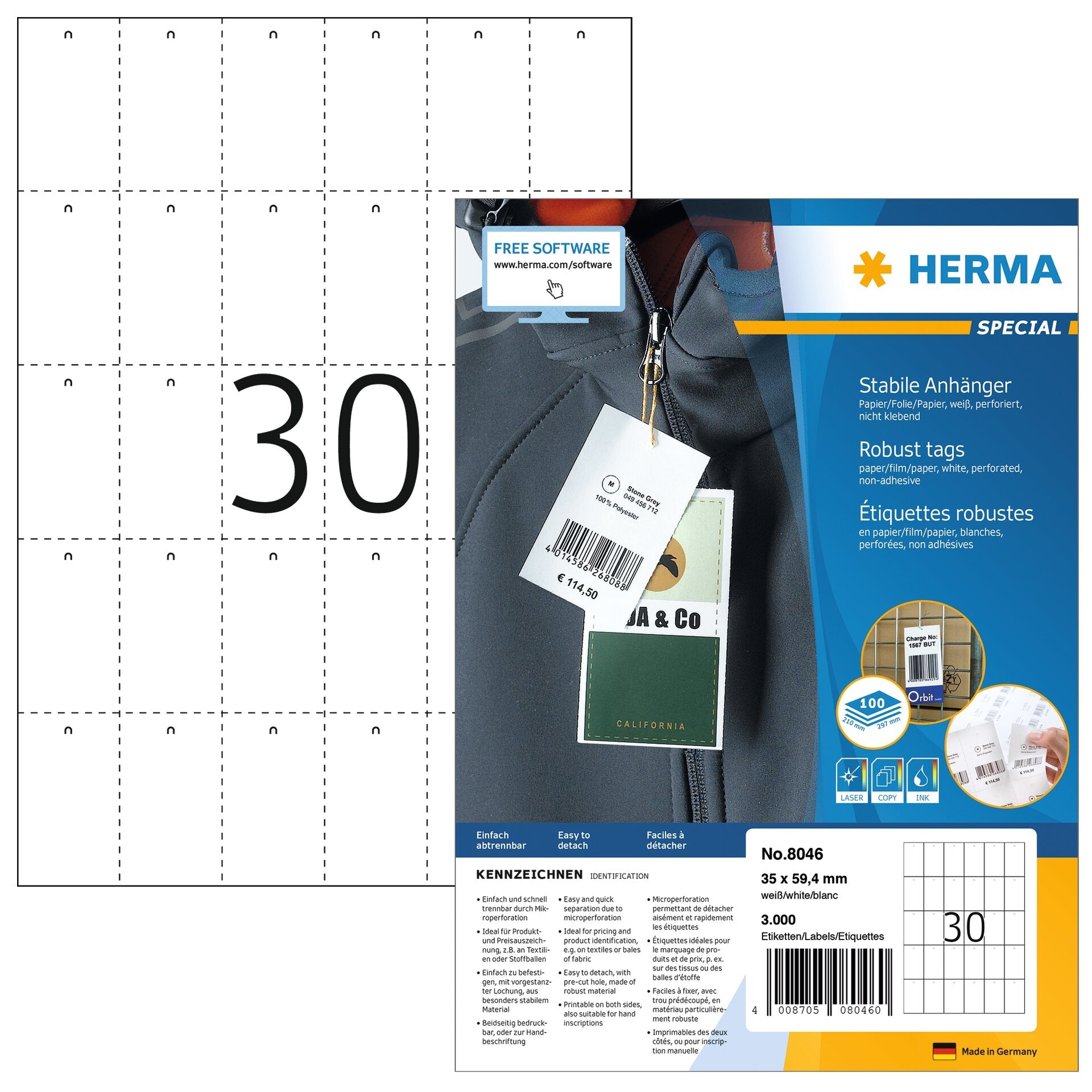 HERMA     Etiquettes           35x59,4mm