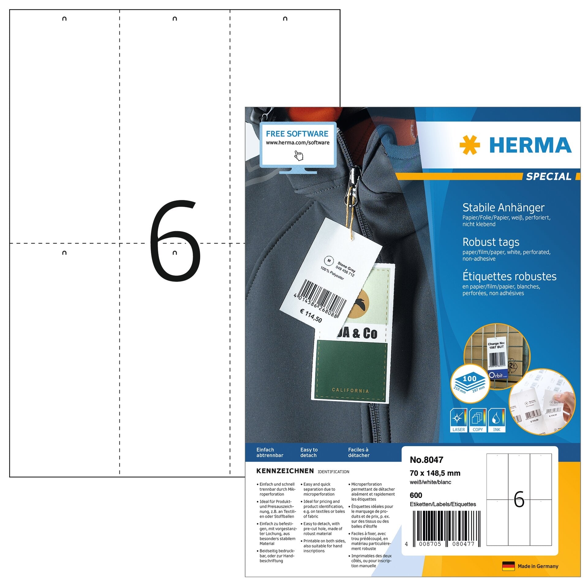 HERMA     Etiquette à attach. 70x148,5mm
