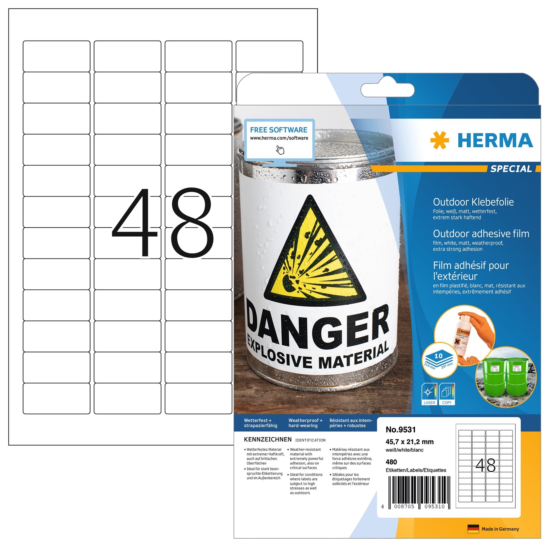 HERMA     Étiquettes PP      45,7x21,2mm